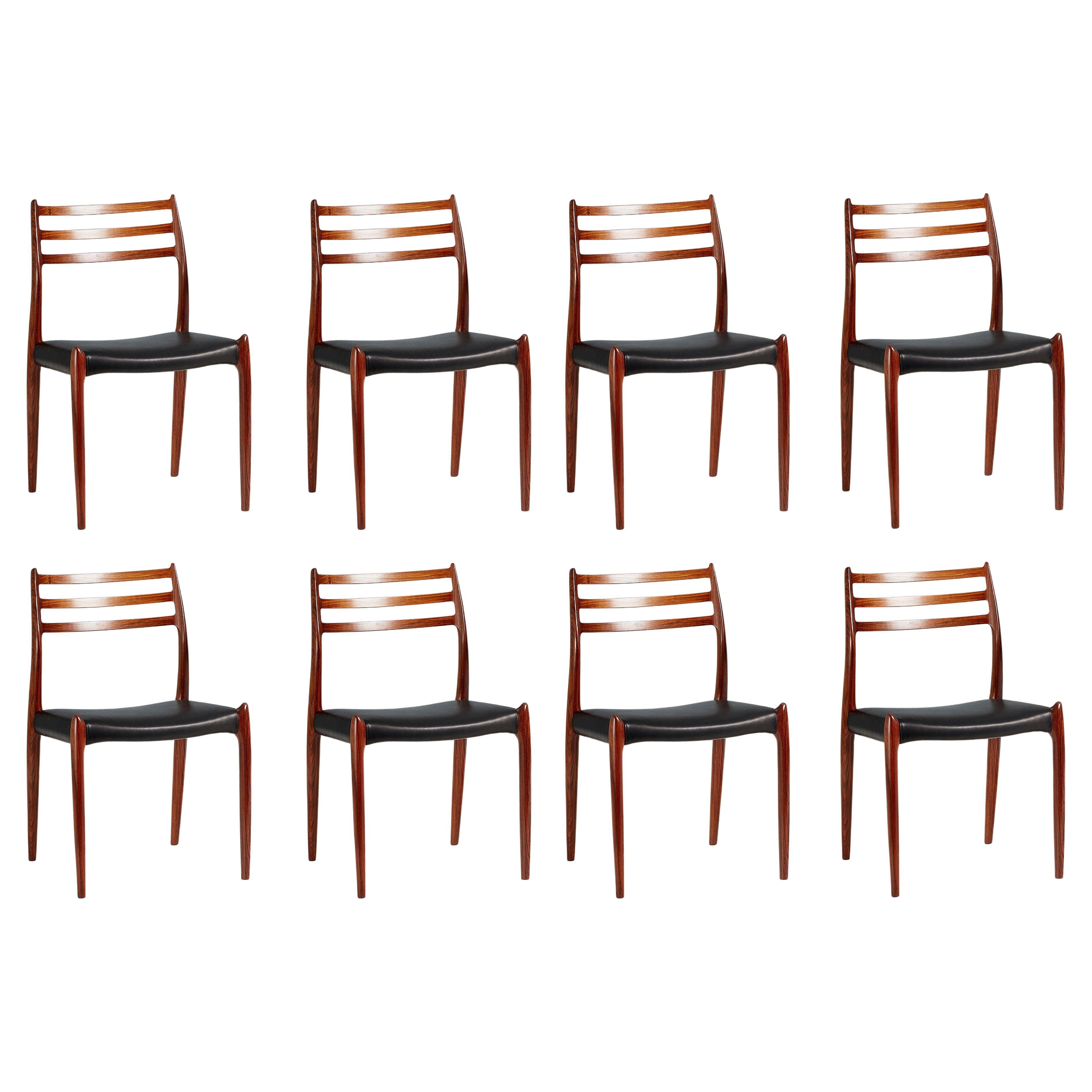 Set of 8 Niels Møller Model 78 Rosewood Dining Chairs
