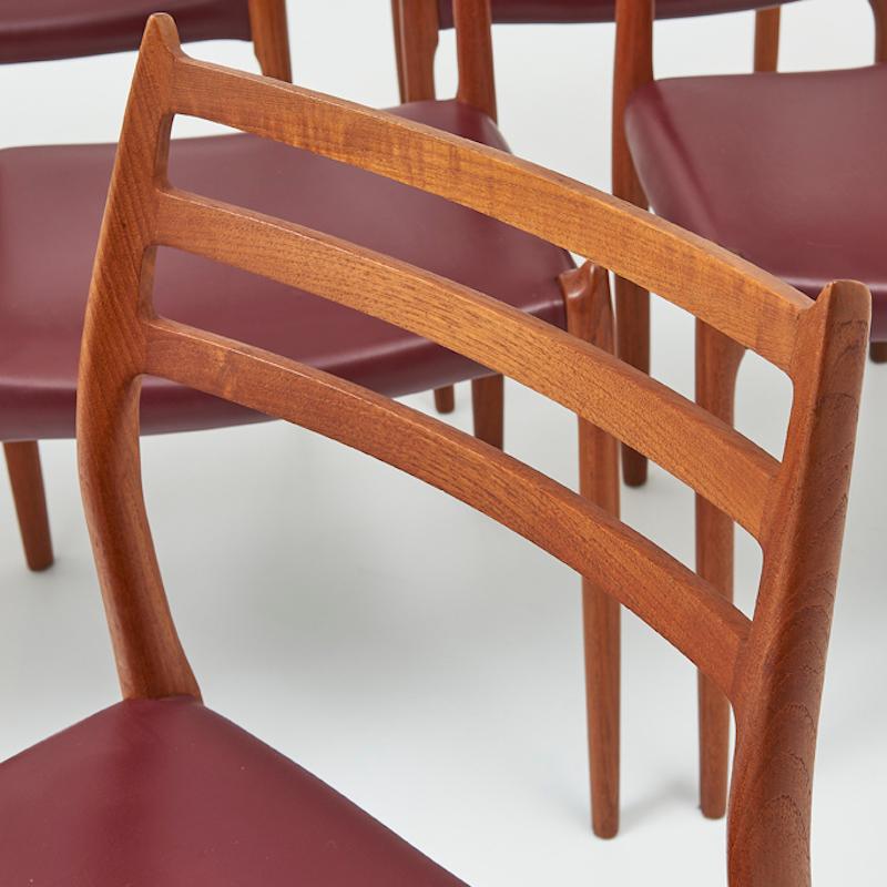 Set di 8 sedie da pranzo in teak Niels Møller Model 78 50° Anniversario in vendita 3