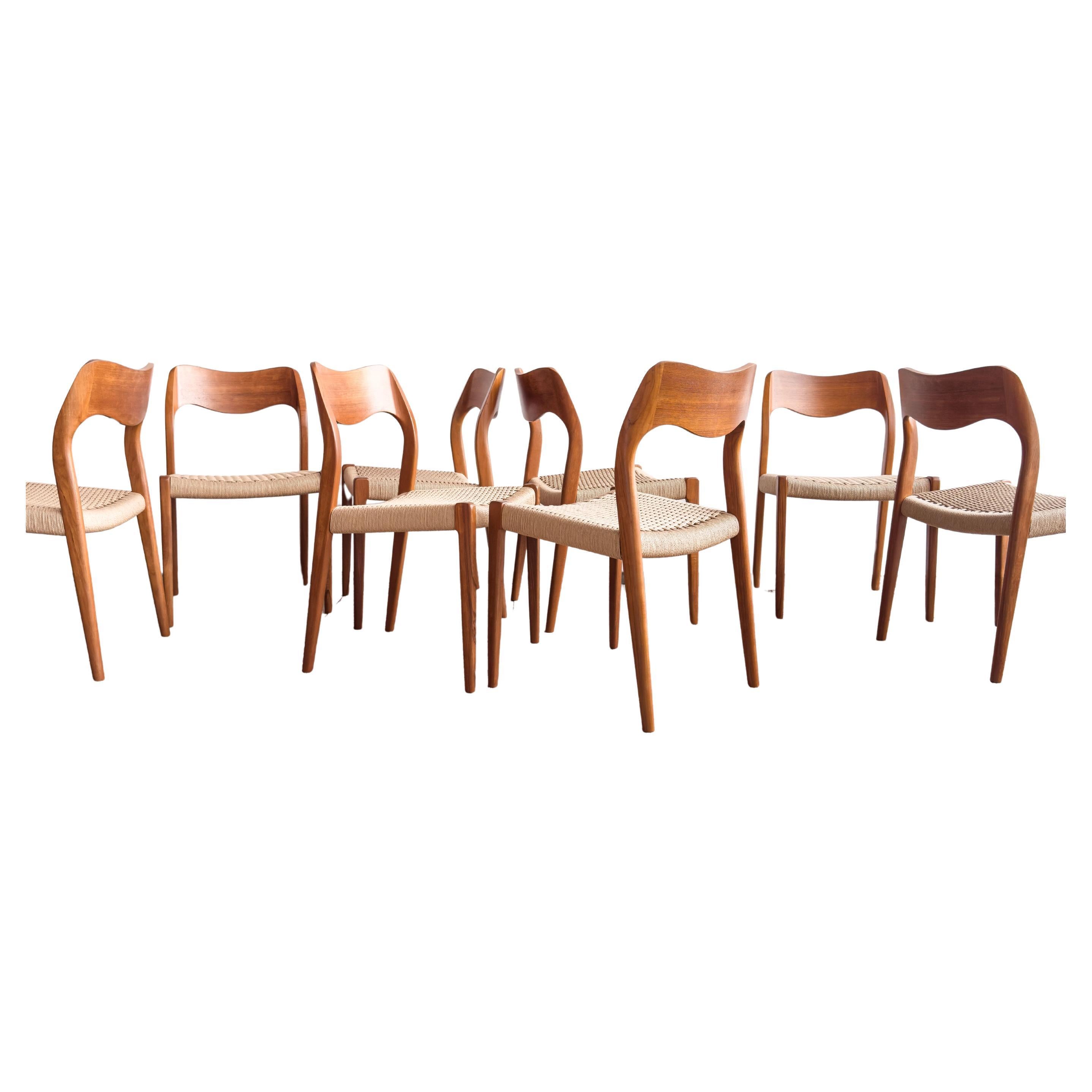 Set of 8 Niels O. Møller Model 71 Dining Chairs, Denmark For Sale