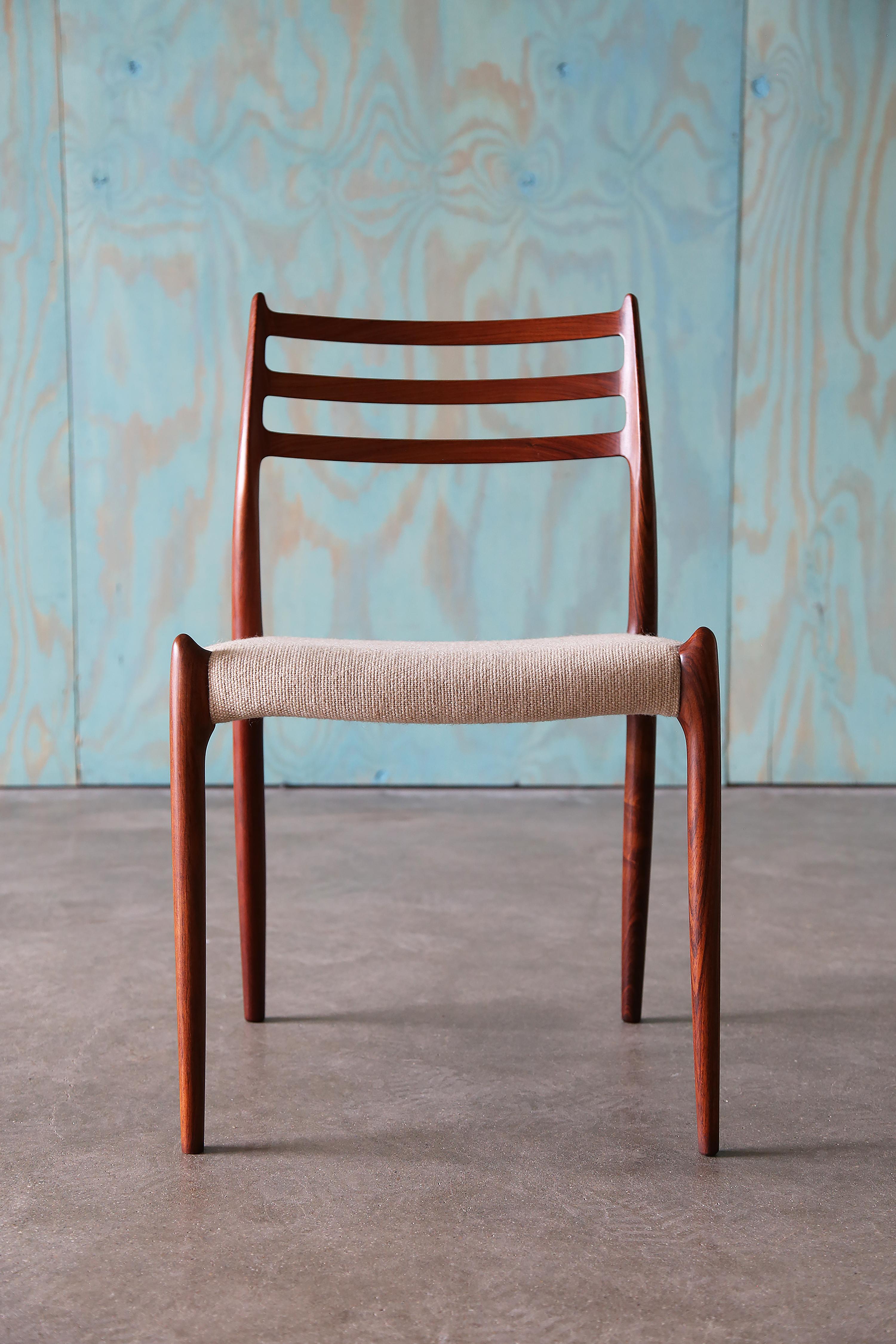 Set of 8 Niels O. Møller Model 78 Rosewood Dining Chairs For Sale 3
