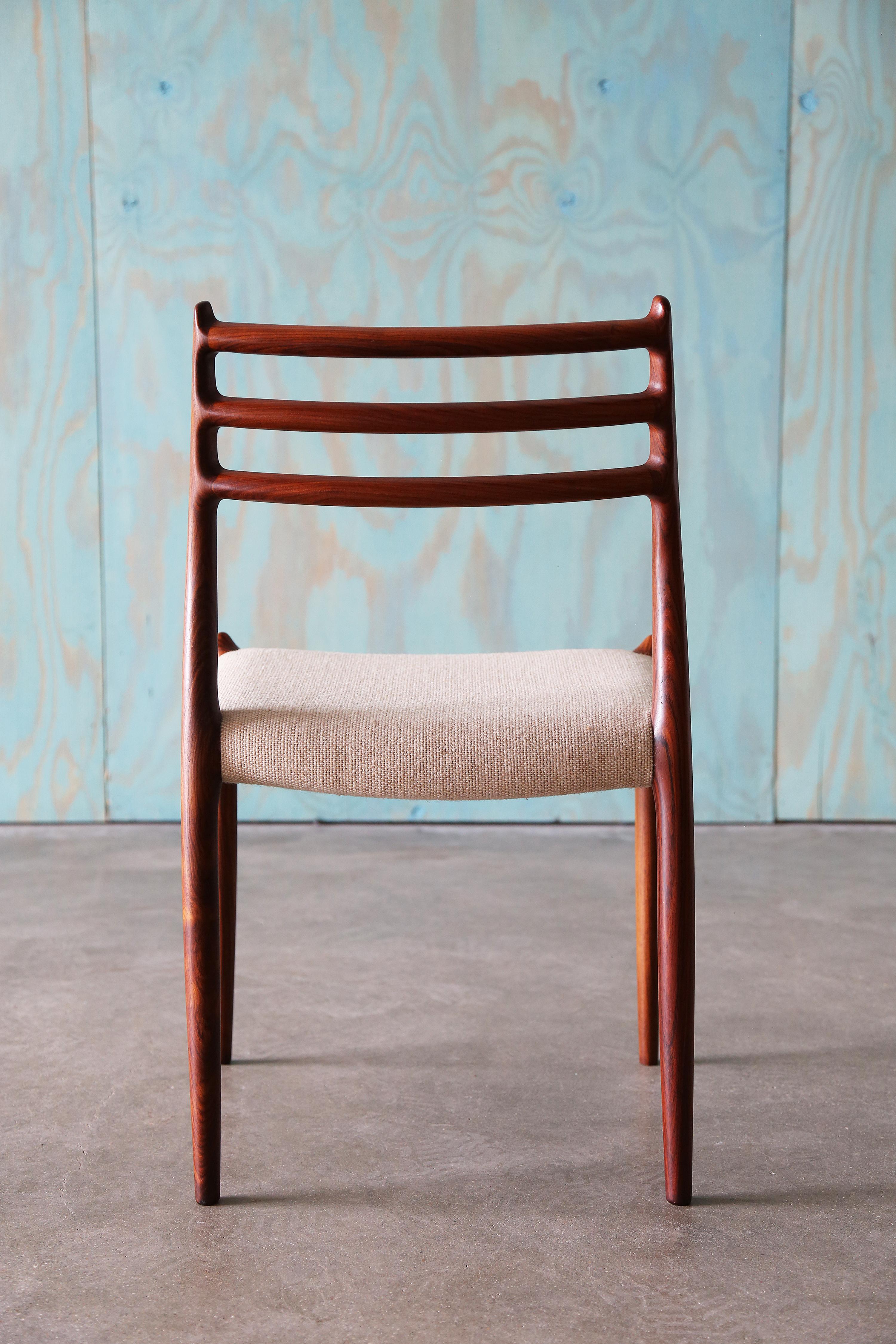 Set of 8 Niels O. Møller Model 78 Rosewood Dining Chairs For Sale 6