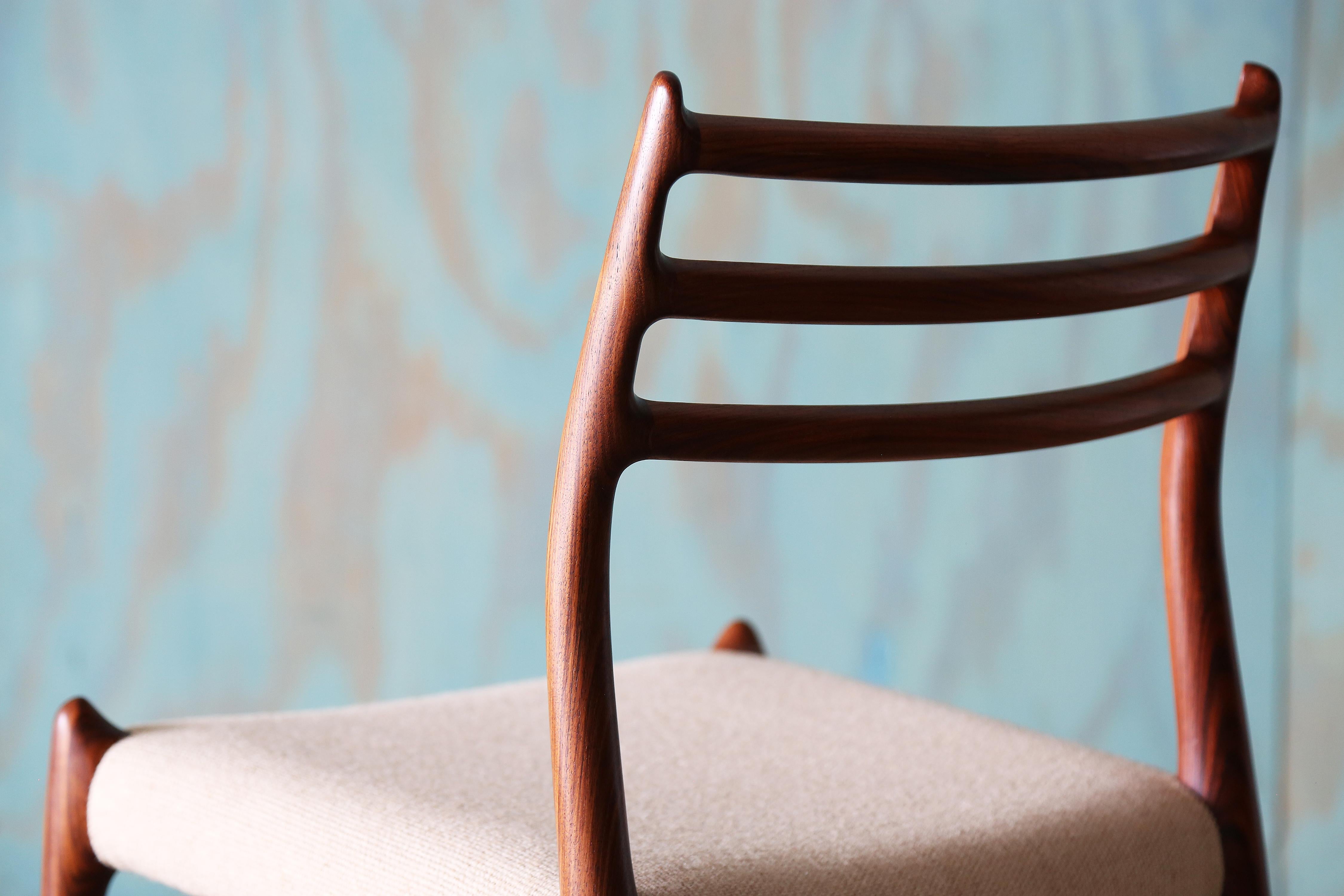 Set of 8 Niels O. Møller Model 78 Rosewood Dining Chairs For Sale 7