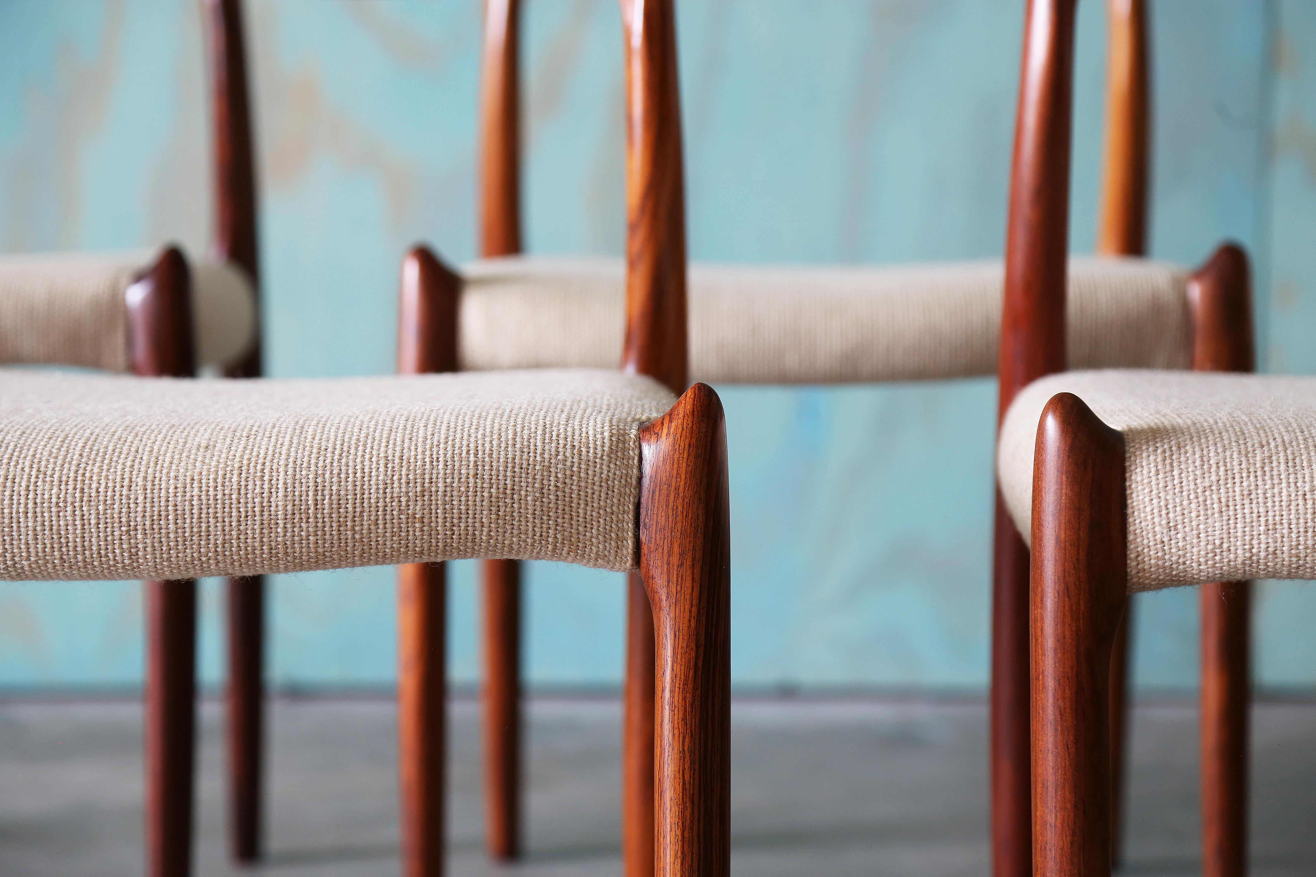 Set of 8 Niels O. Møller Model 78 Rosewood Dining Chairs In Excellent Condition For Sale In Virginia Beach, VA