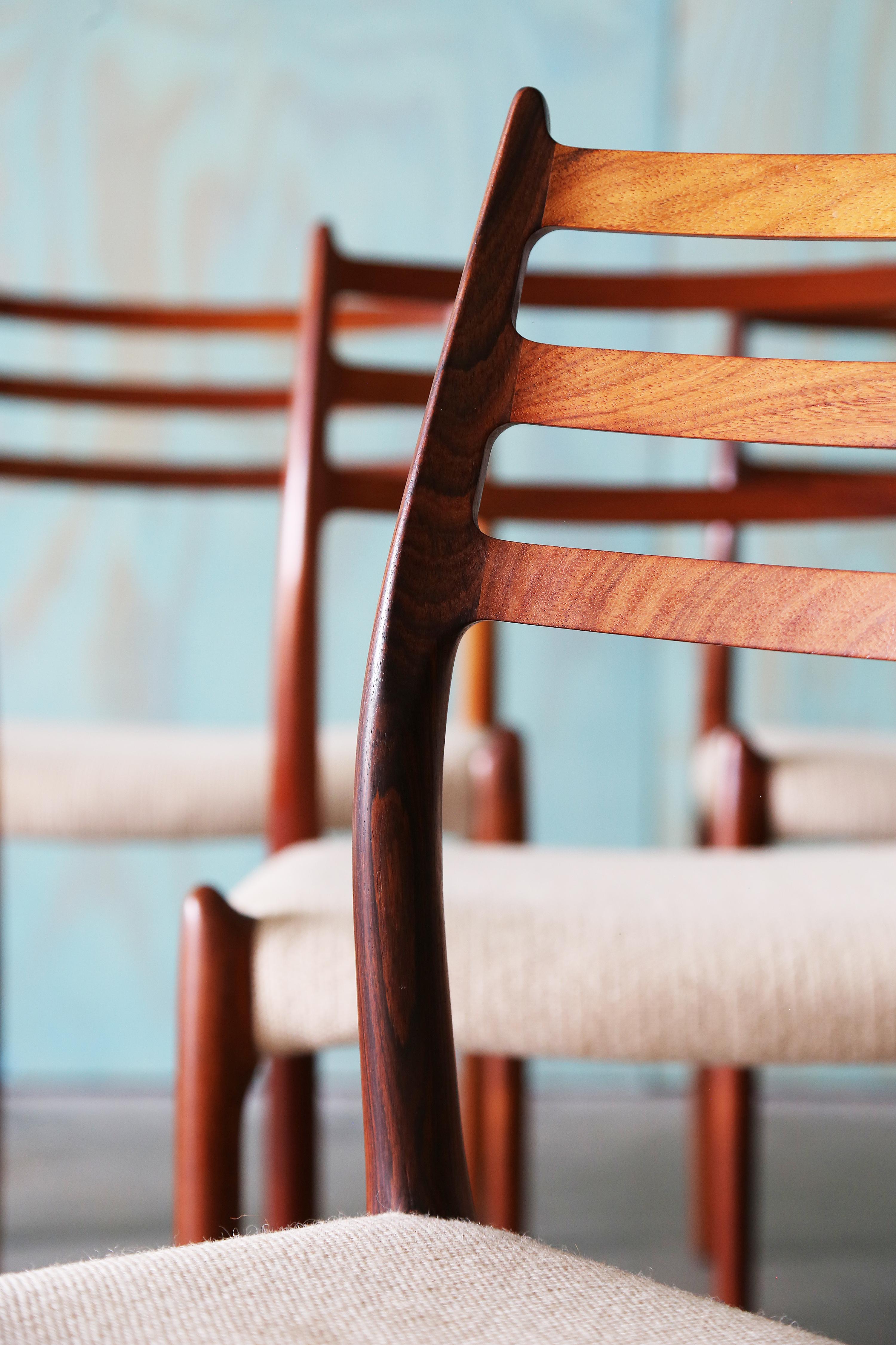 Mid-20th Century Set of 8 Niels O. Møller Model 78 Rosewood Dining Chairs For Sale