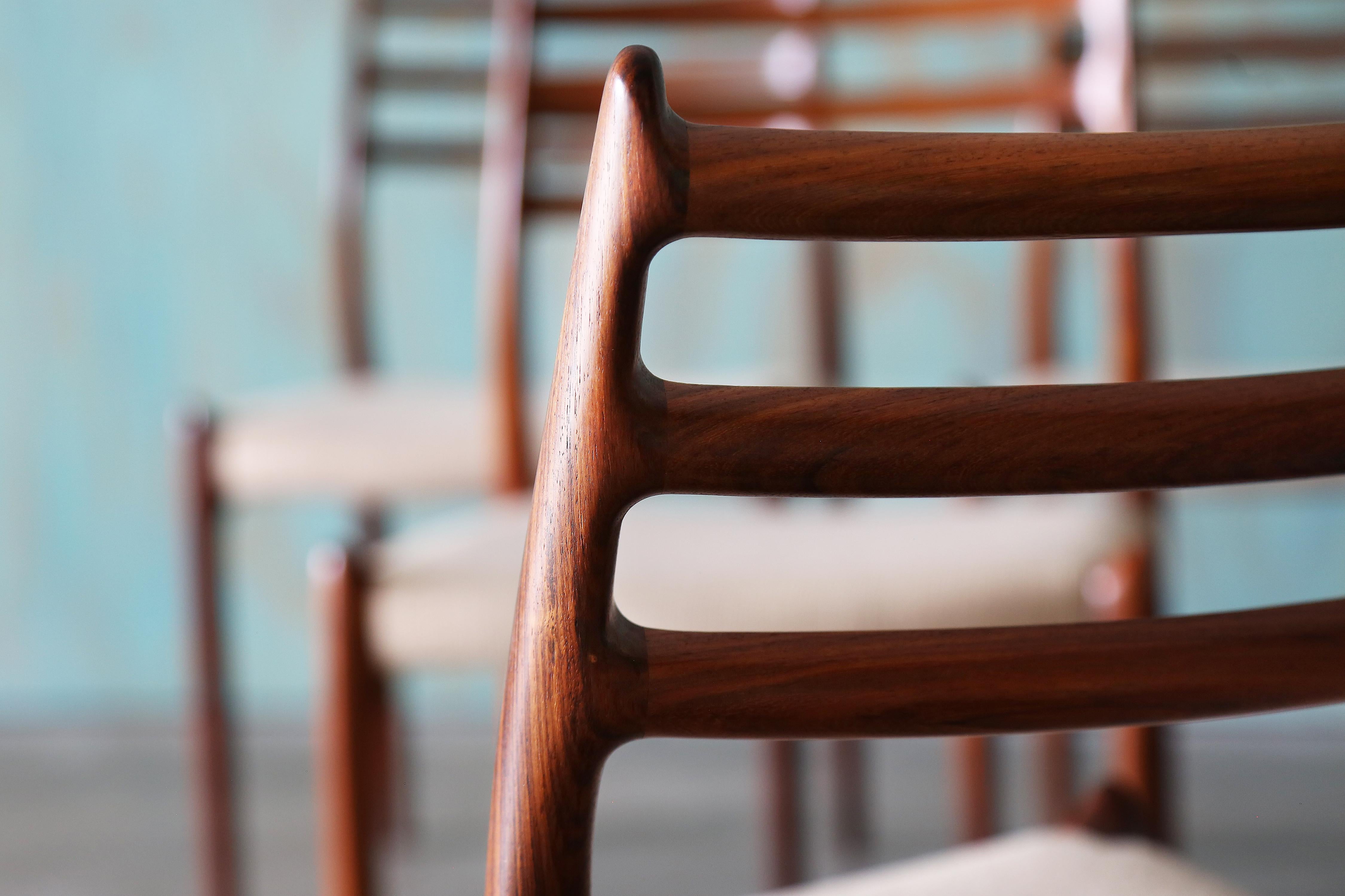 Set of 8 Niels O. Møller Model 78 Rosewood Dining Chairs For Sale 1