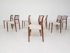 Set of 8 Niels Otto Møller Dining Chairs Model 80, Denmark, 1960s