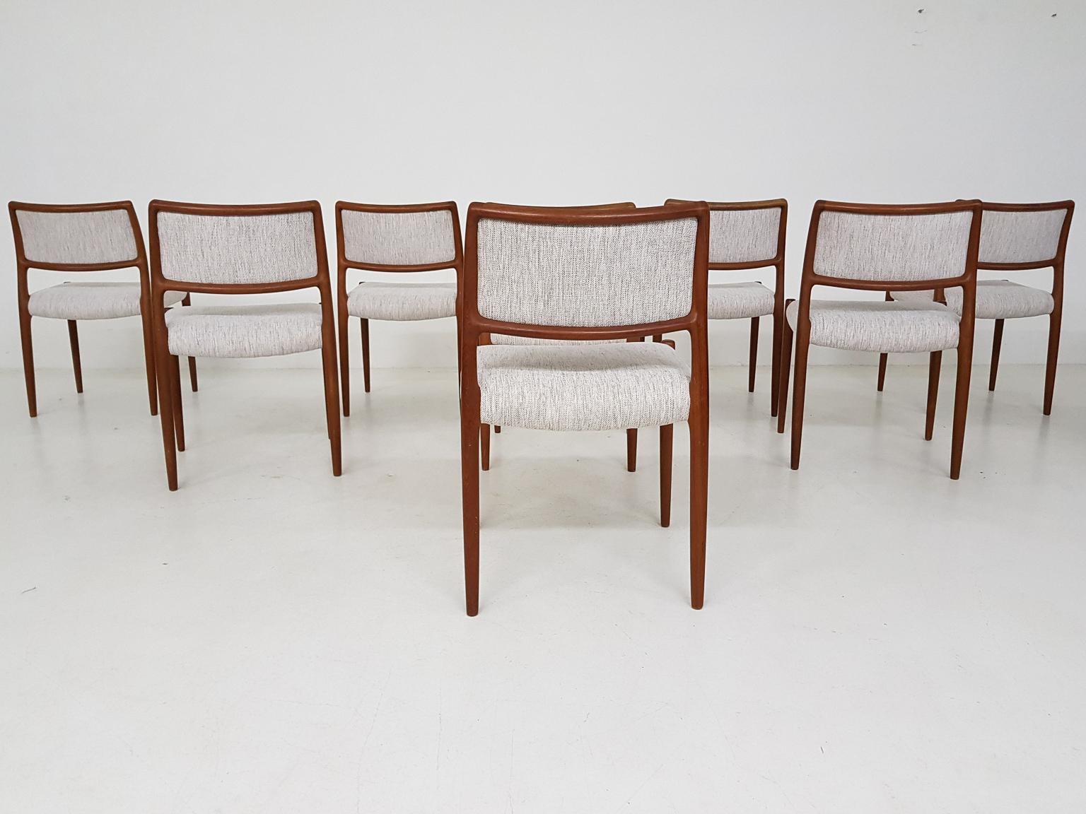 Danish Set of 8 Niels Otto Møller Dining Chairs Model 80, Denmark, 1960s