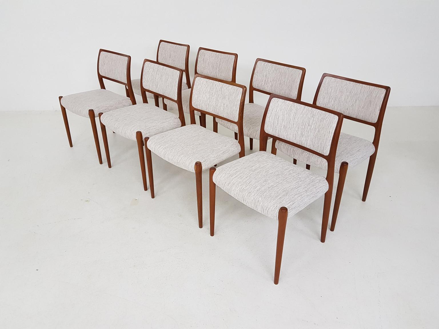 Set of 8 Niels Otto Møller Dining Chairs Model 80, Denmark, 1960s In Good Condition In Amsterdam, NL