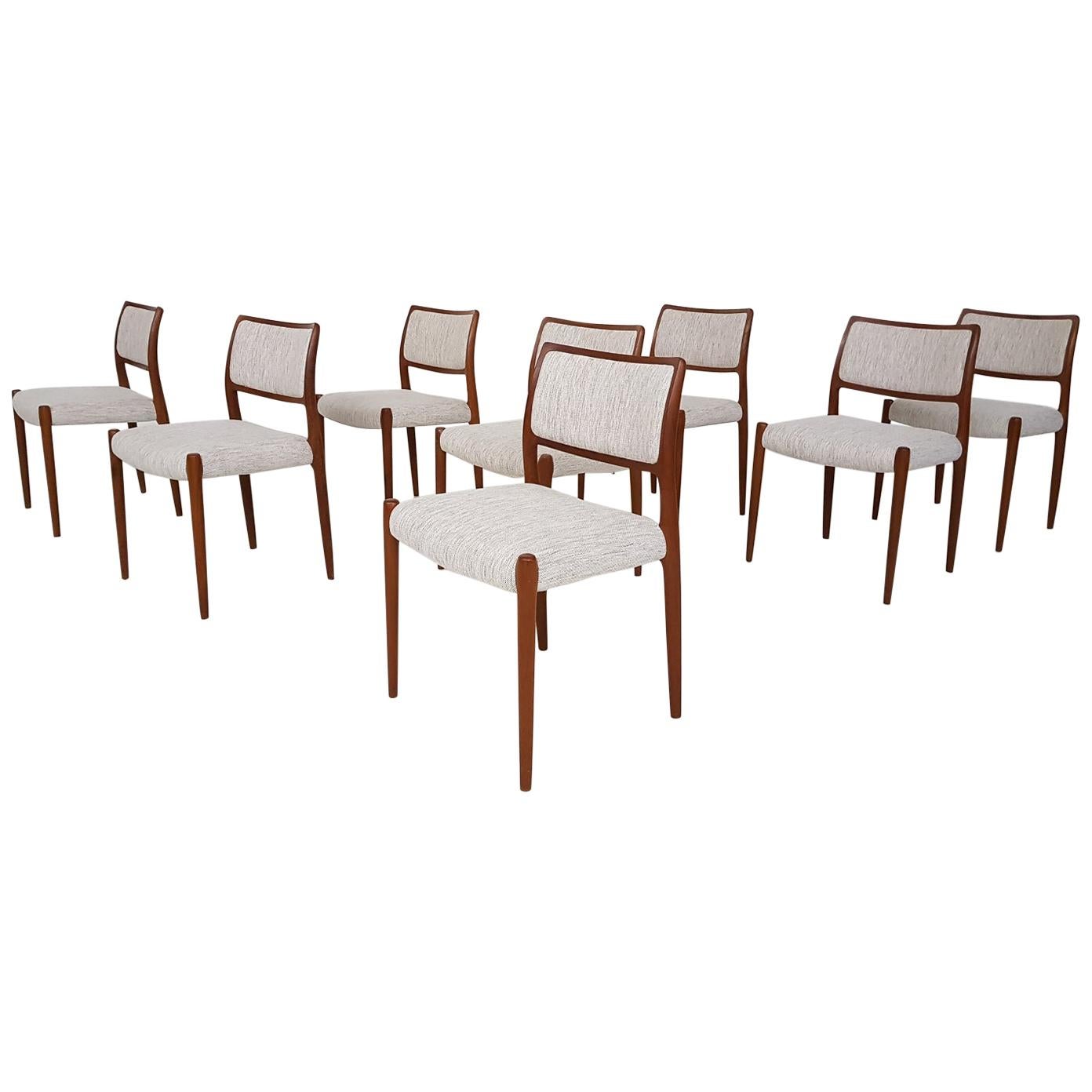 Set of 8 Niels Otto Møller Dining Chairs Model 80, Denmark, 1960s