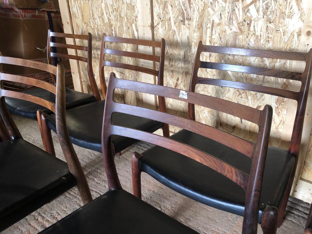 Set of 8 Niels Otto Moller 1962 Dining Chairs with Original Black Leather For Sale 2