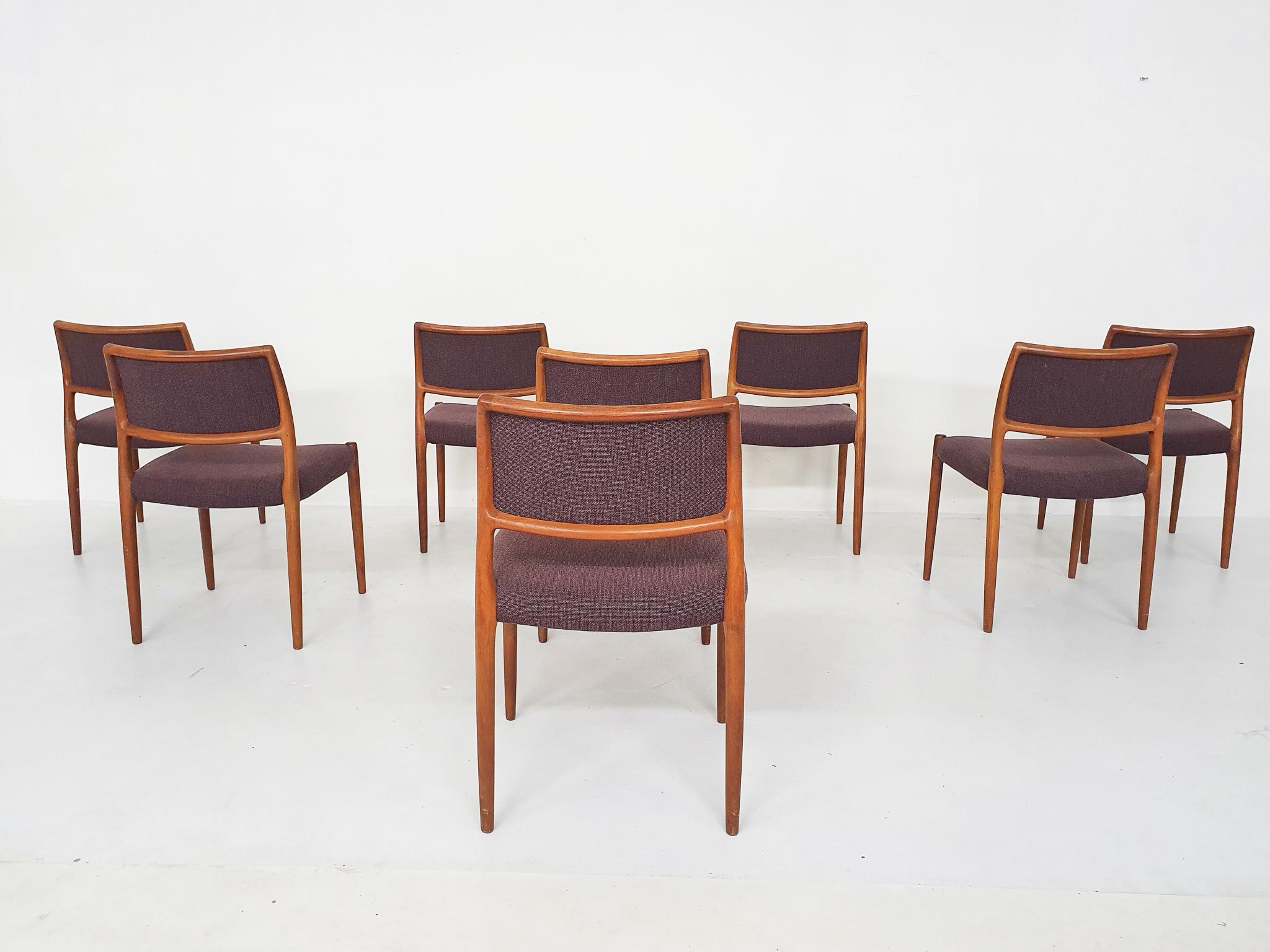 Danish Set of 8 Niels Otto Moller Model 80 Teak Dining Chairs, Denmark 1960's