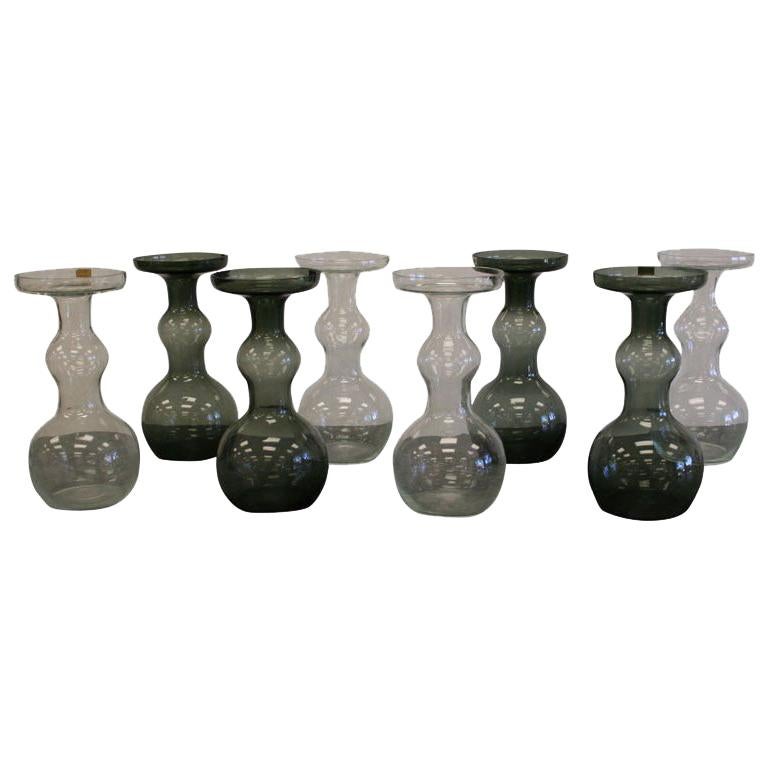 Set of 8 Nuutajarvie Glass Vases For Sale