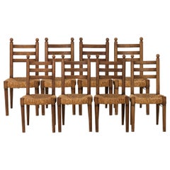 Set of 8 oak chairs. 1950s.