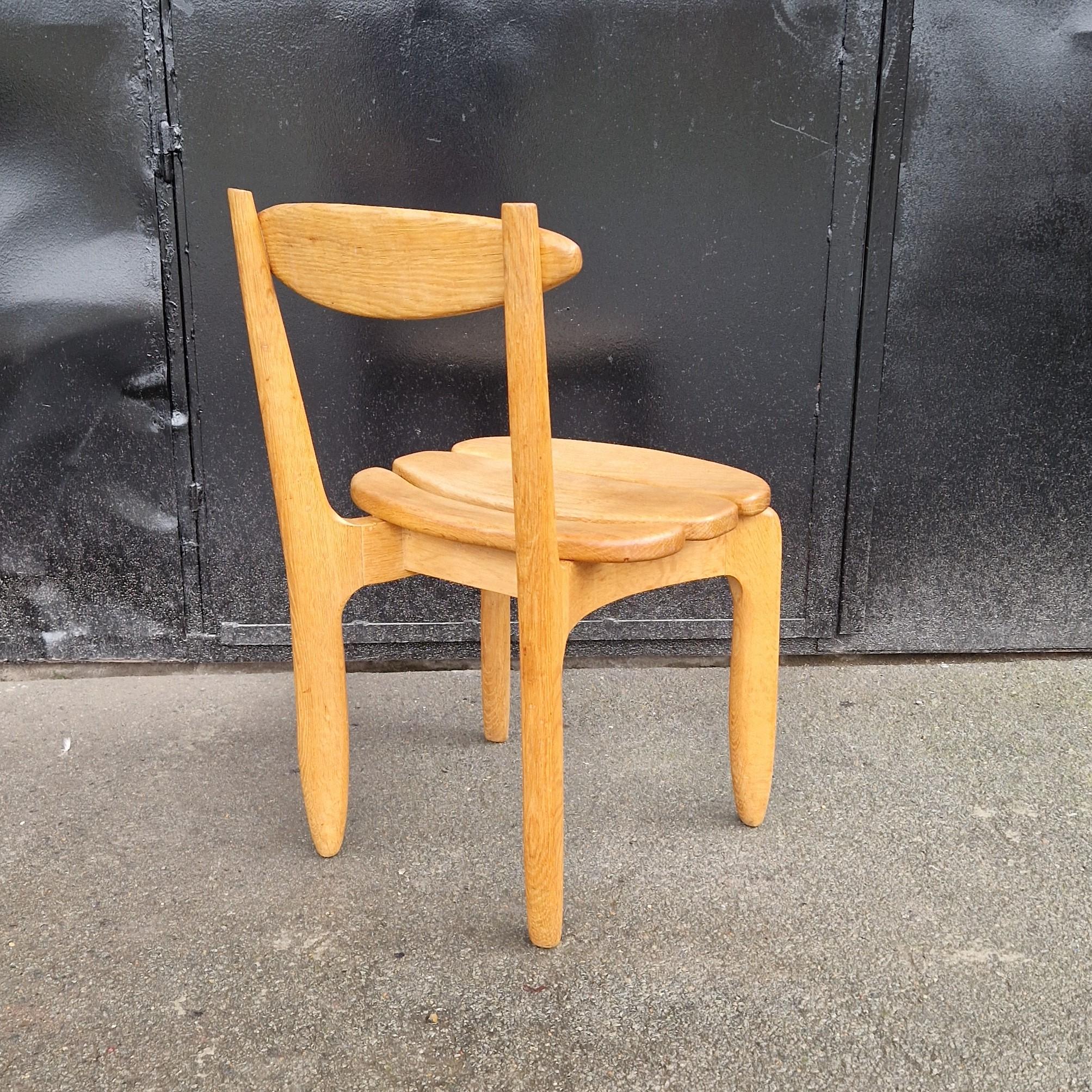 Oak Set of 8 oak chairs by Guillerme et Chambron, Votre Maison For Sale