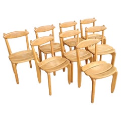 Set of 8 oak chairs by Guillerme et Chambron, Votre Maison