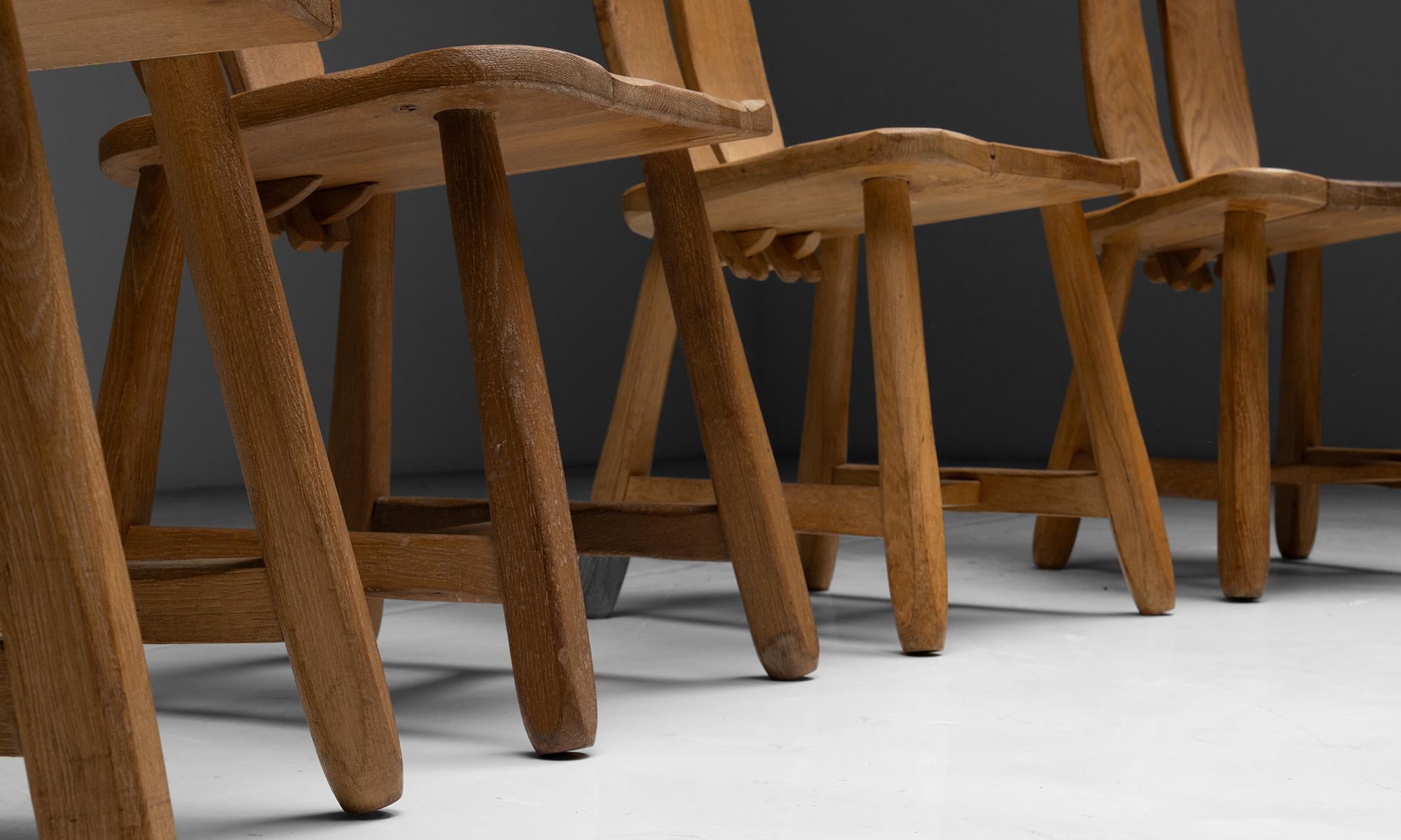 Set of (8) Oak Dining Chairs by De Puydt, Belgium circa 1970 1