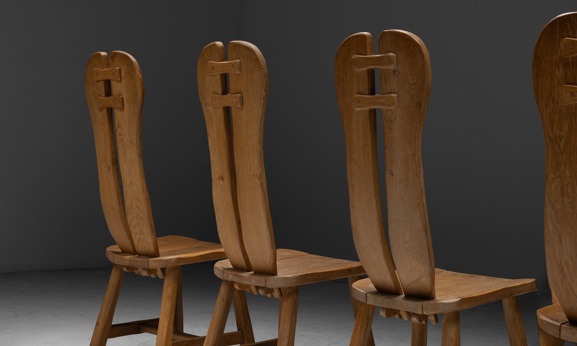 Set of (8) Oak Dining Chairs by De Puydt, Belgium circa 1970 2