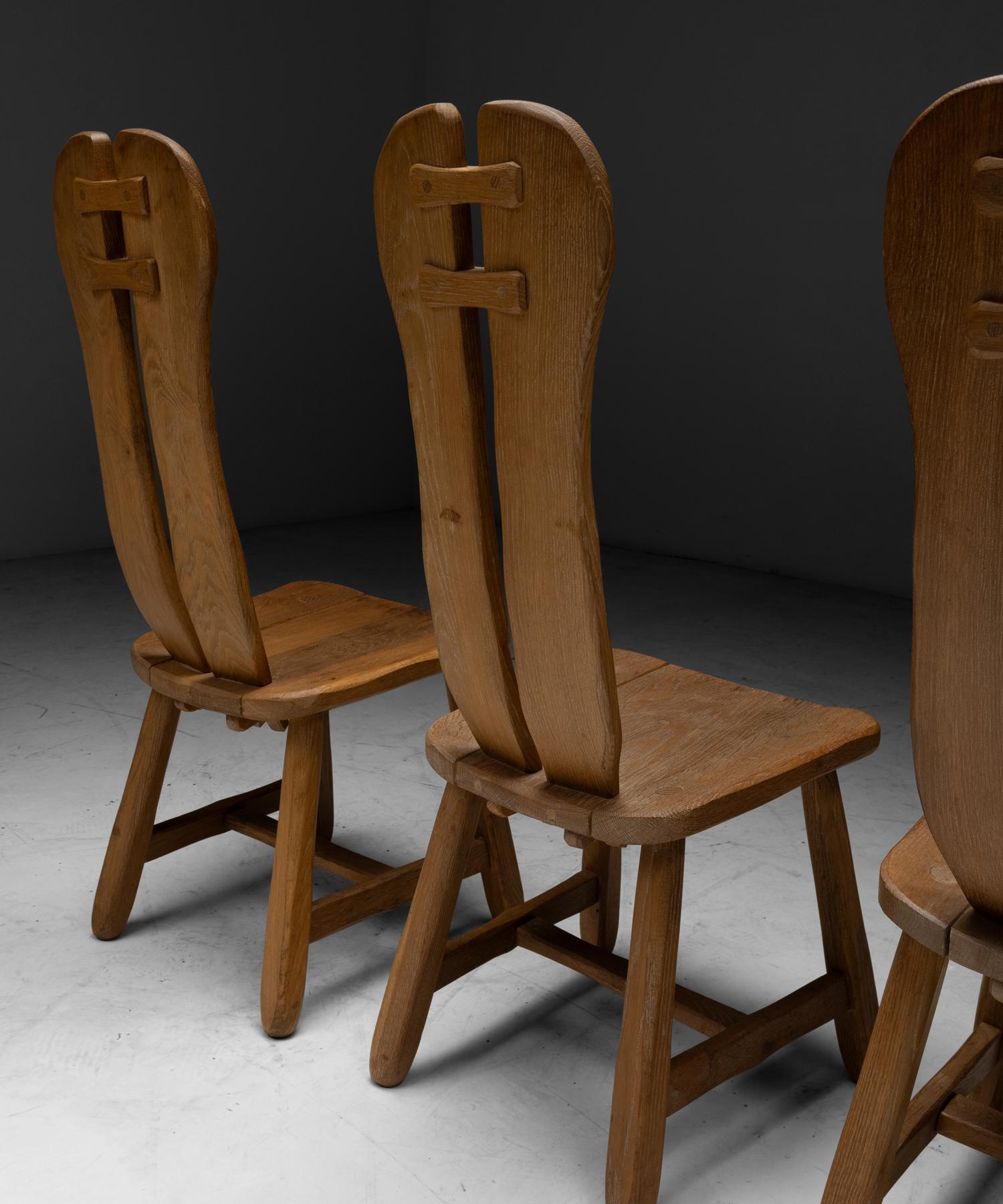 Set of (8) Oak Dining Chairs by De Puydt, Belgium circa 1970 3