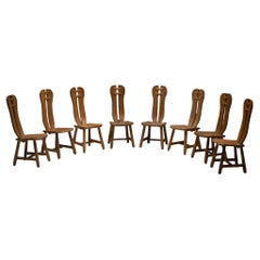 Set of (8) Oak Dining Chairs by De Puydt, Belgium circa 1970