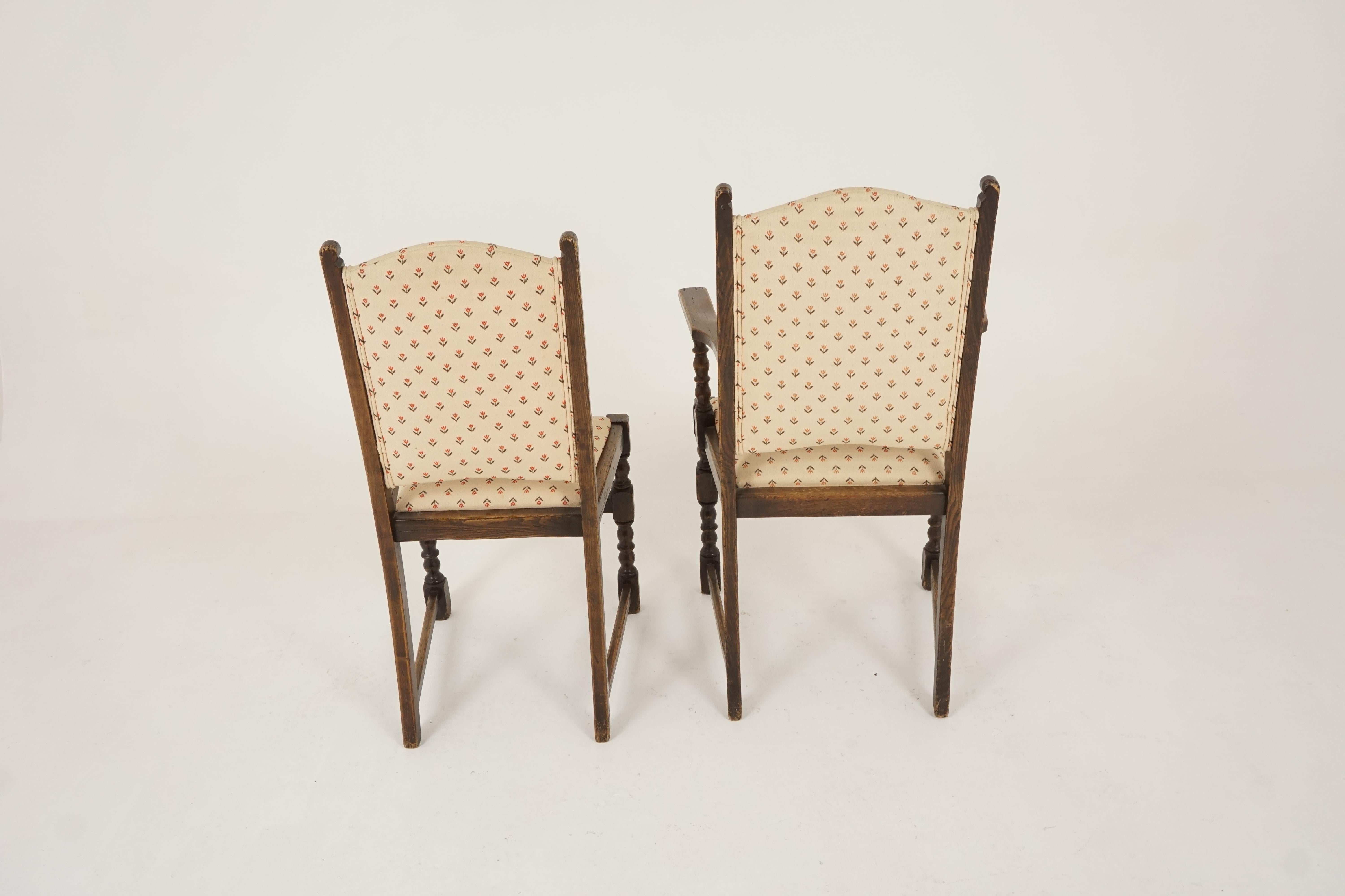 Set of 8 Oak Dining Chairs by Jaycee Brighton Sussex England, 1960, B2322 In Good Condition In Vancouver, BC