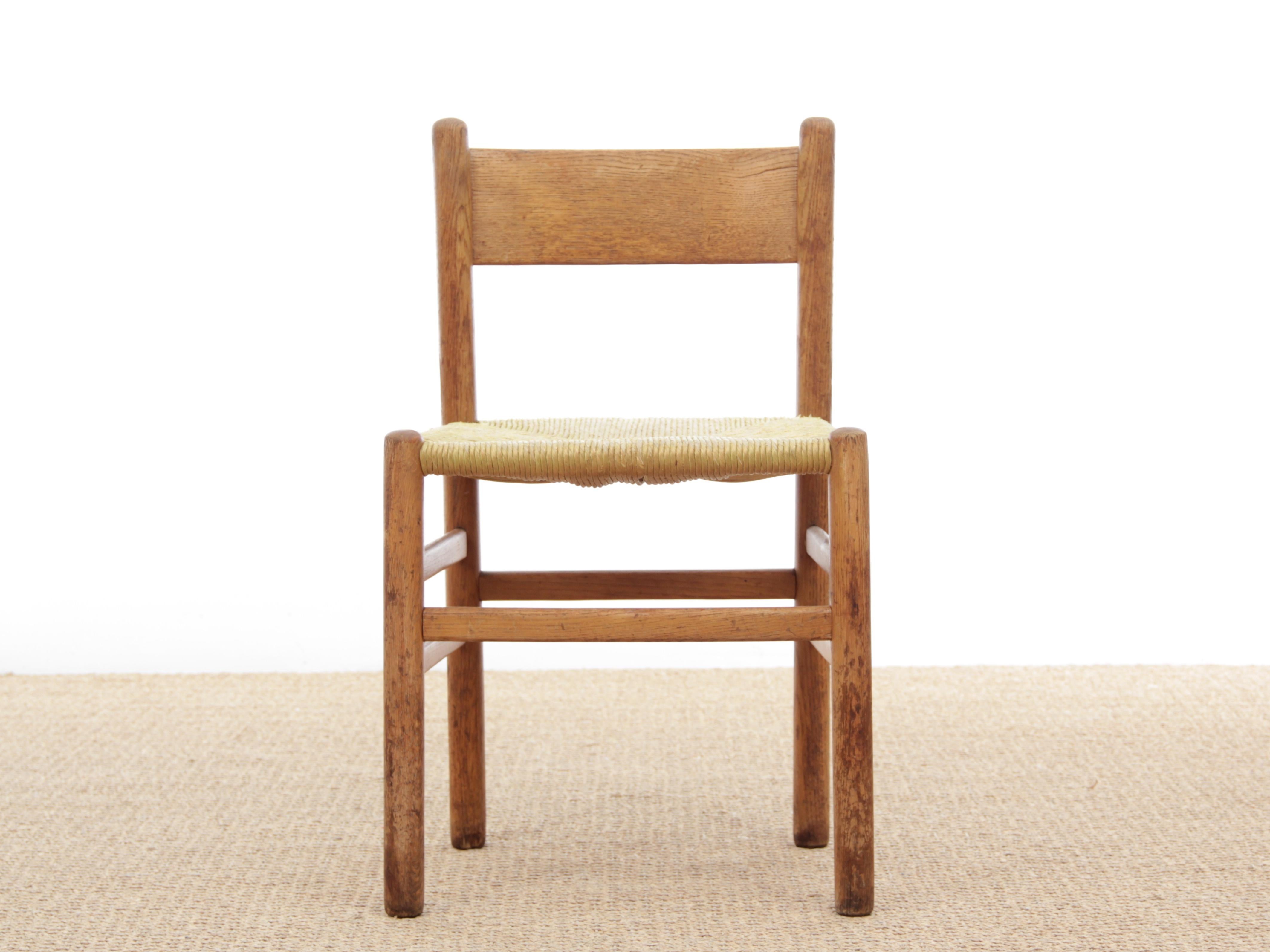 Scandinavian Modern Set of 8 Oak and Rush Dining Chairs by Johan Van Heuvel for Ad Vorm, 1960s