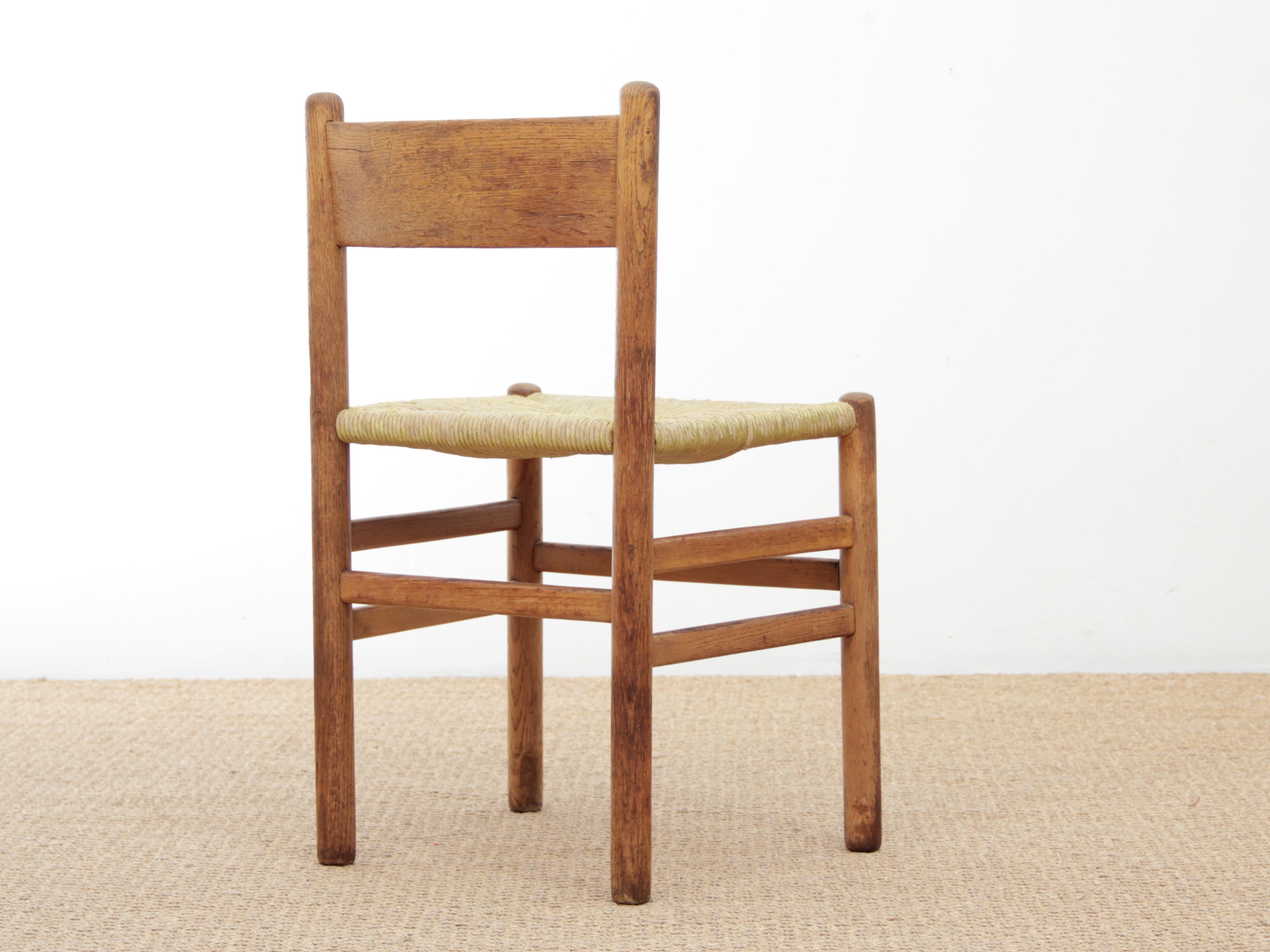 Set of 8 Oak and Rush Dining Chairs by Johan Van Heuvel for Ad Vorm, 1960s In Good Condition In Courbevoie, FR