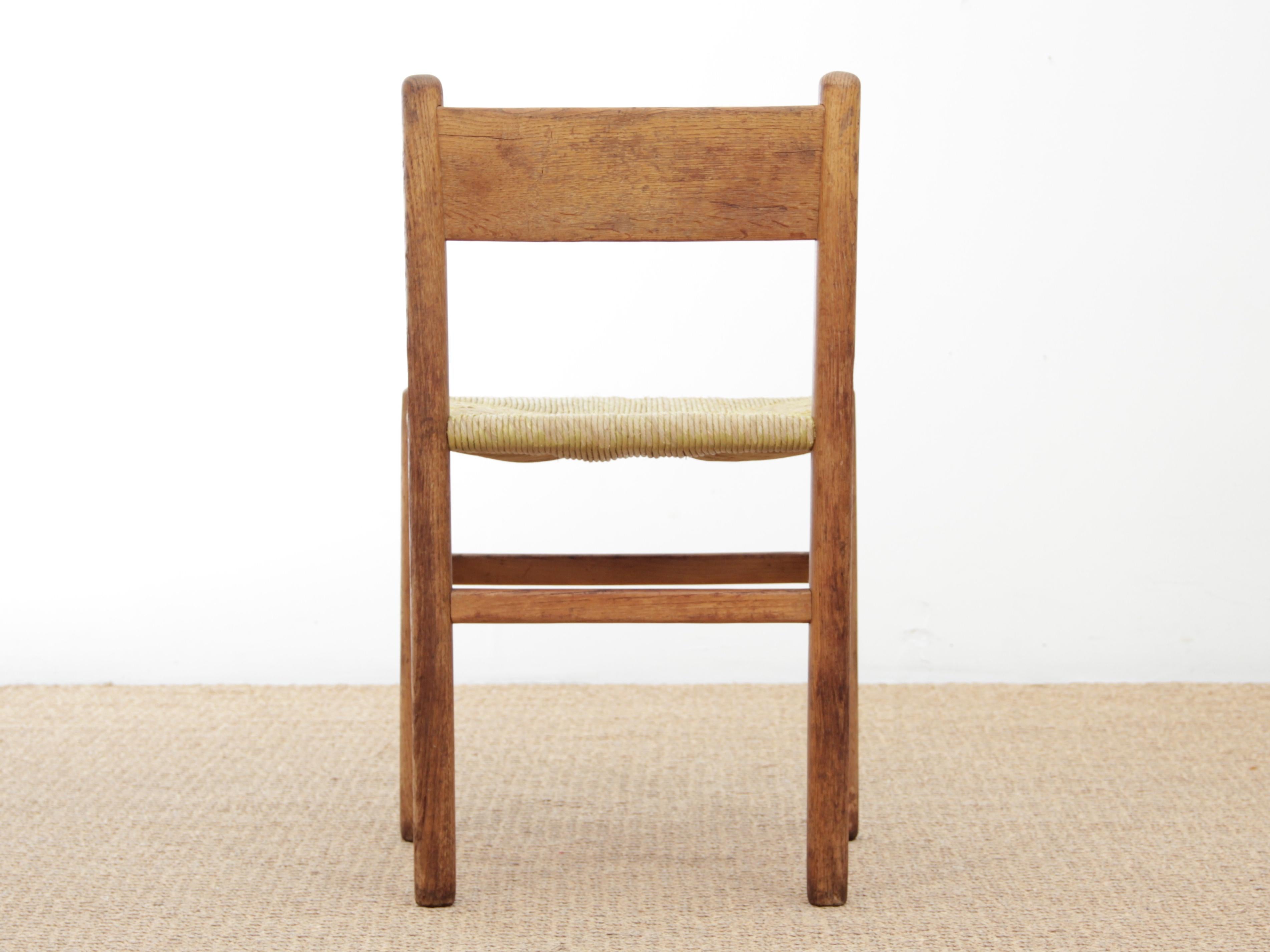 Mid-20th Century Set of 8 Oak and Rush Dining Chairs by Johan Van Heuvel for Ad Vorm, 1960s