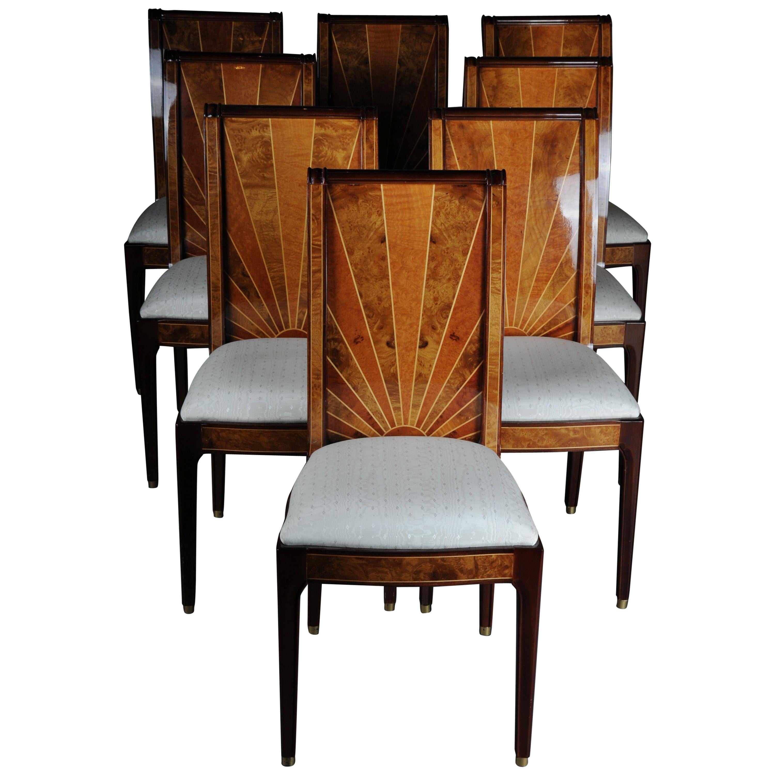 Set of 8 Old Chairs in Art Deco Design