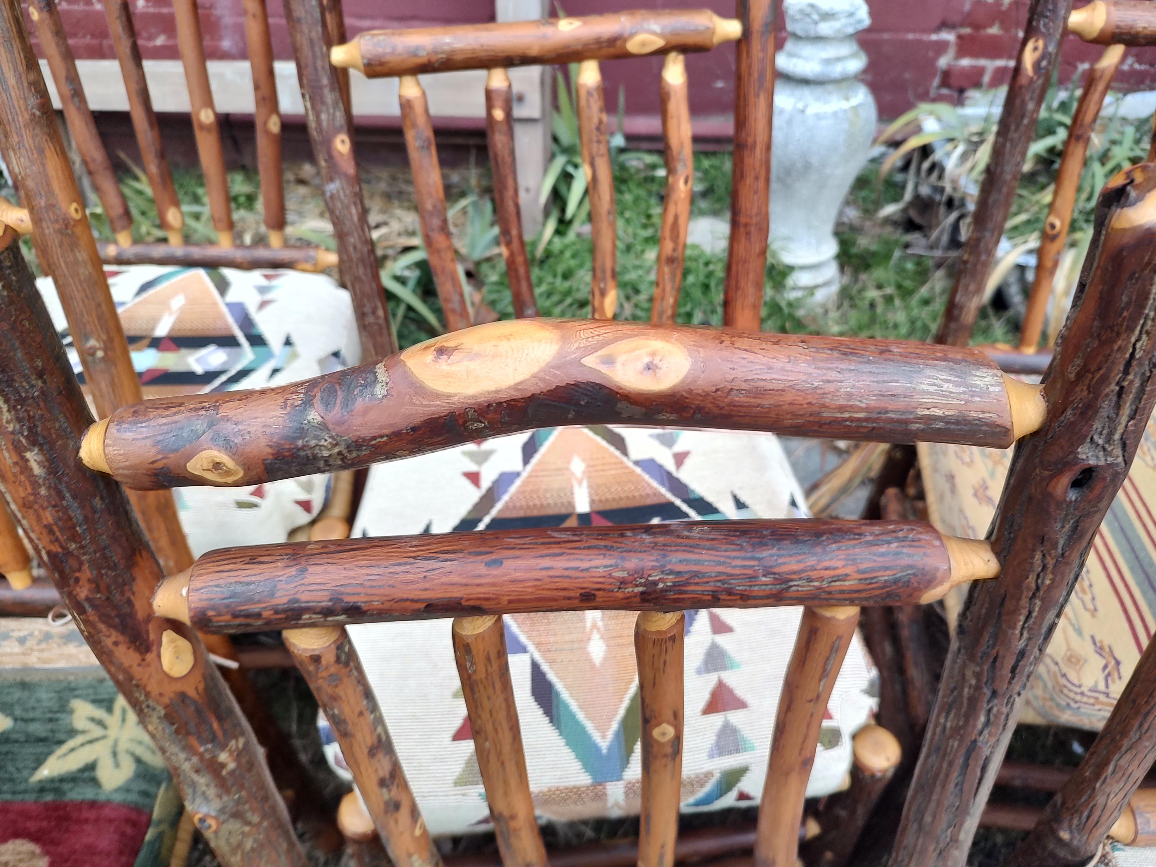 Set of 8 Old Hickory Style Adirondack Dining Chairs with Woven Seats & Cushions 3