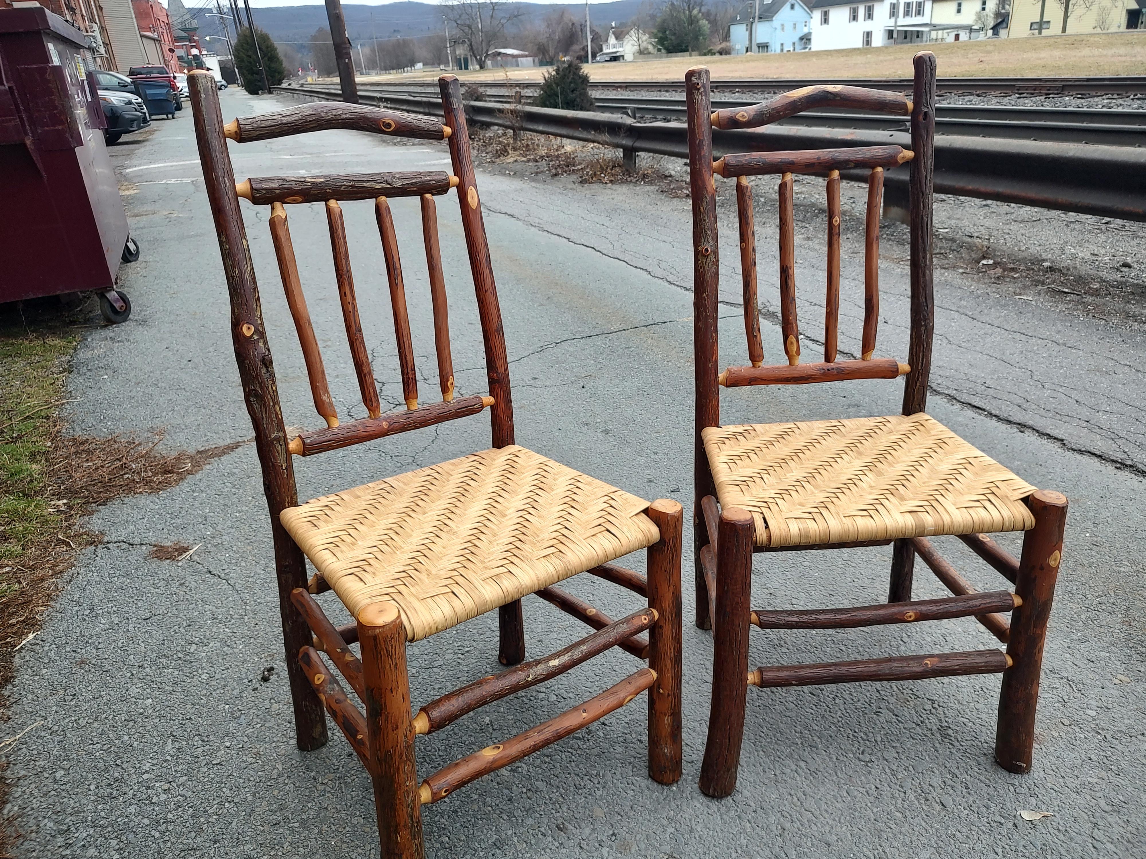 Set of 8 Old Hickory Style Adirondack Dining Chairs with Woven Seats & Cushions 1