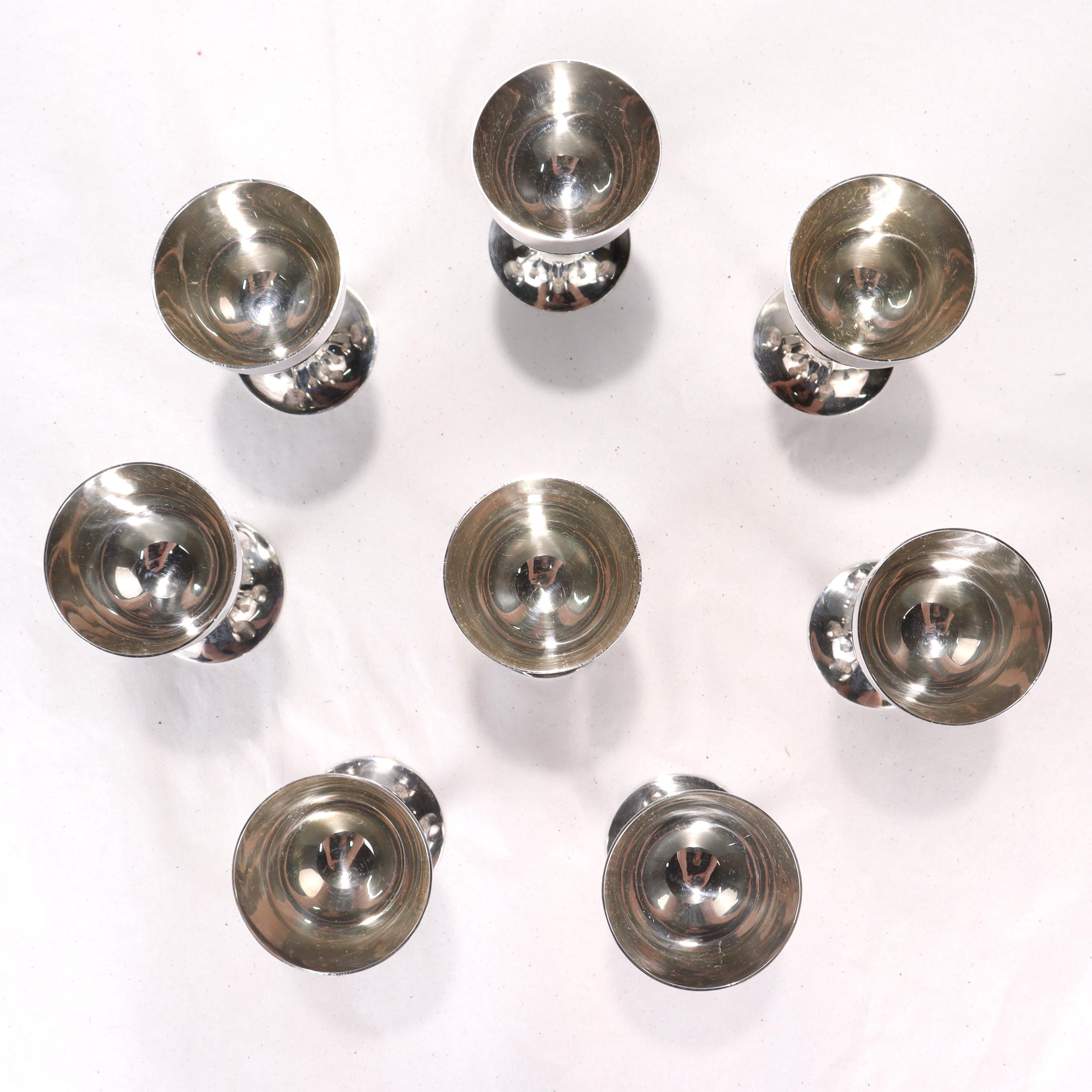 Women's or Men's Set of 8 Old or Antique Japanese .950 Sterling Silver Cordials For Sale