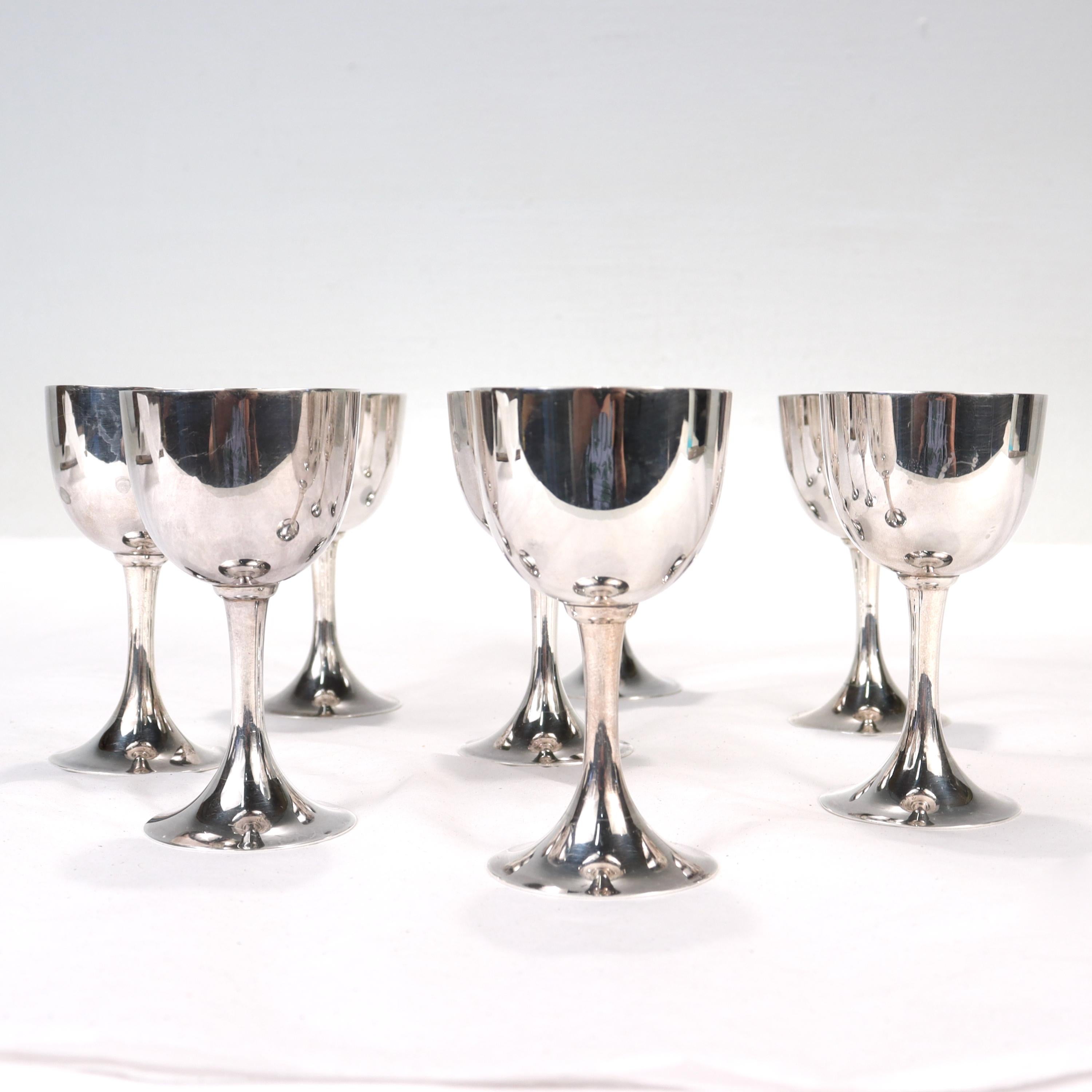 Set of 8 Old or Antique Japanese .950 Sterling Silver Cordials For Sale 1