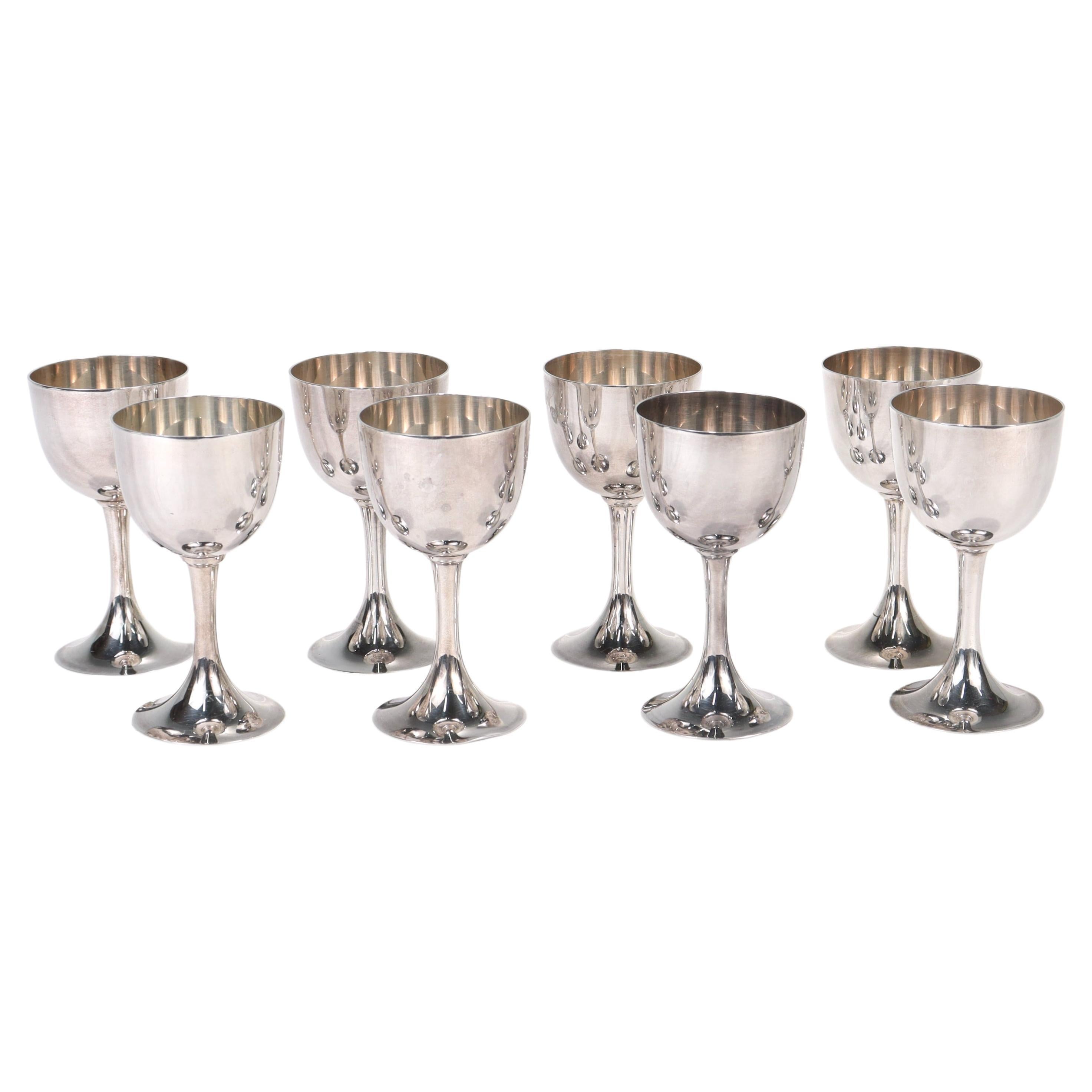 Set of 8 Old or Antique Japanese .950 Sterling Silver Cordials For Sale