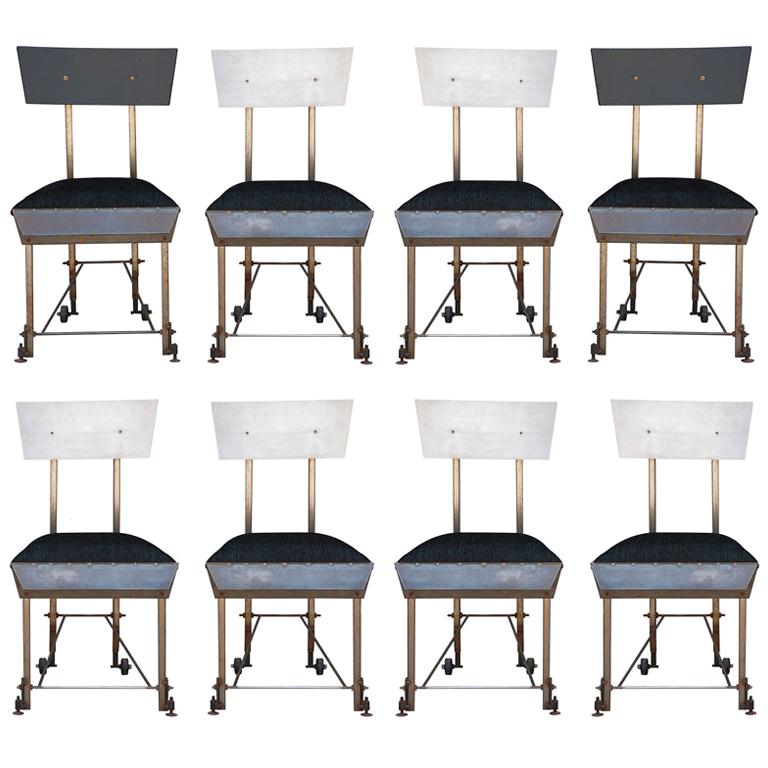Set von 8 modernistischen Esszimmerstühlen, Unikat