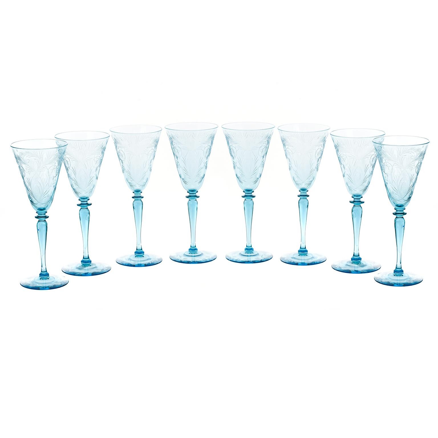 American Set of 8 One-of-a-kind Steuben Goblets