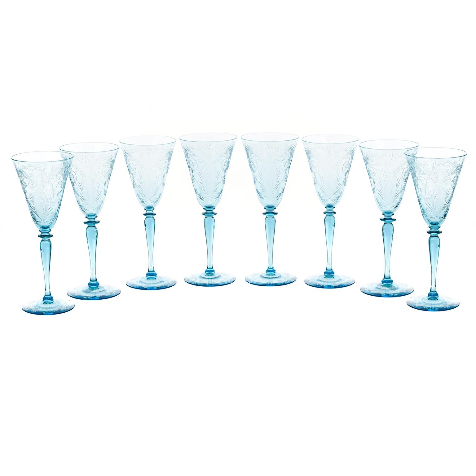 American Set of 8 One-of-a-kind Steuben Goblets For Sale