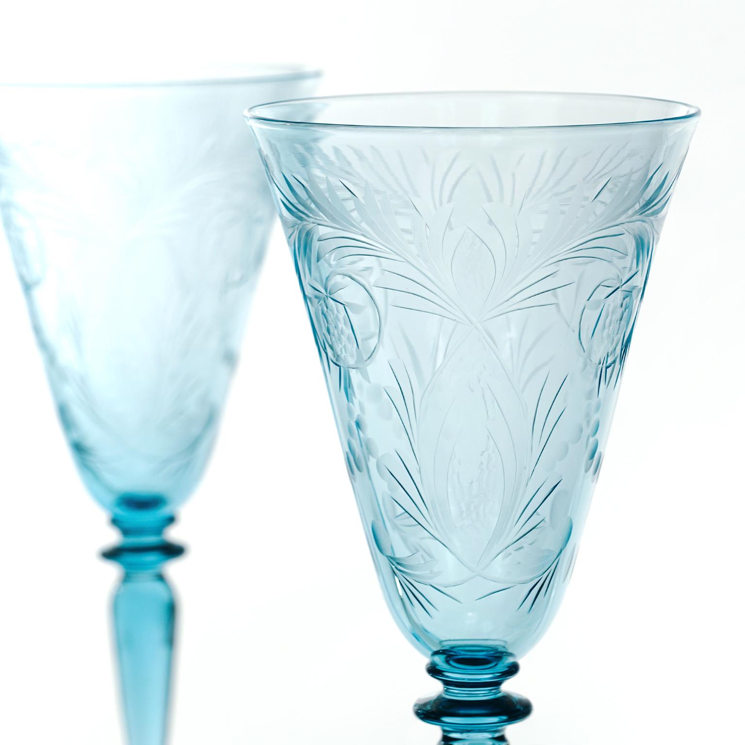 Set of 8 One-of-a-kind Steuben Goblets 1