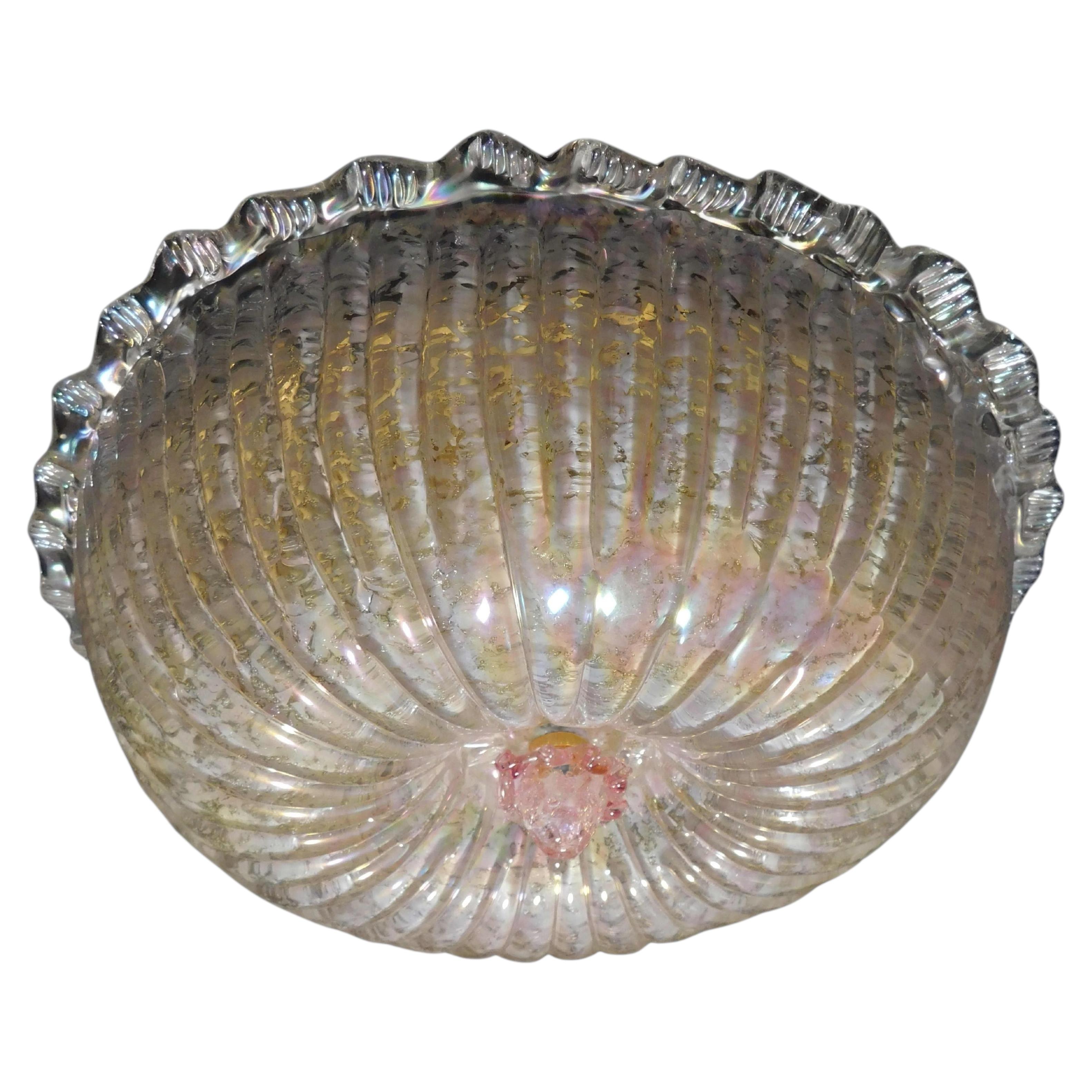 Set of 8 Opalescent Murano Flush Mounts For Sale