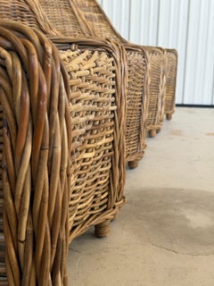 Set di 8 sedie da pranzo in rattan intrecciato, in stile rustico-costiero moderno e biologico