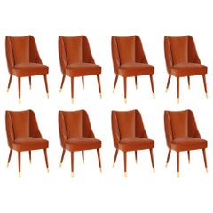 Set of 8 Organic nature-inspired red velvet Figueroa chair by InsidherLand