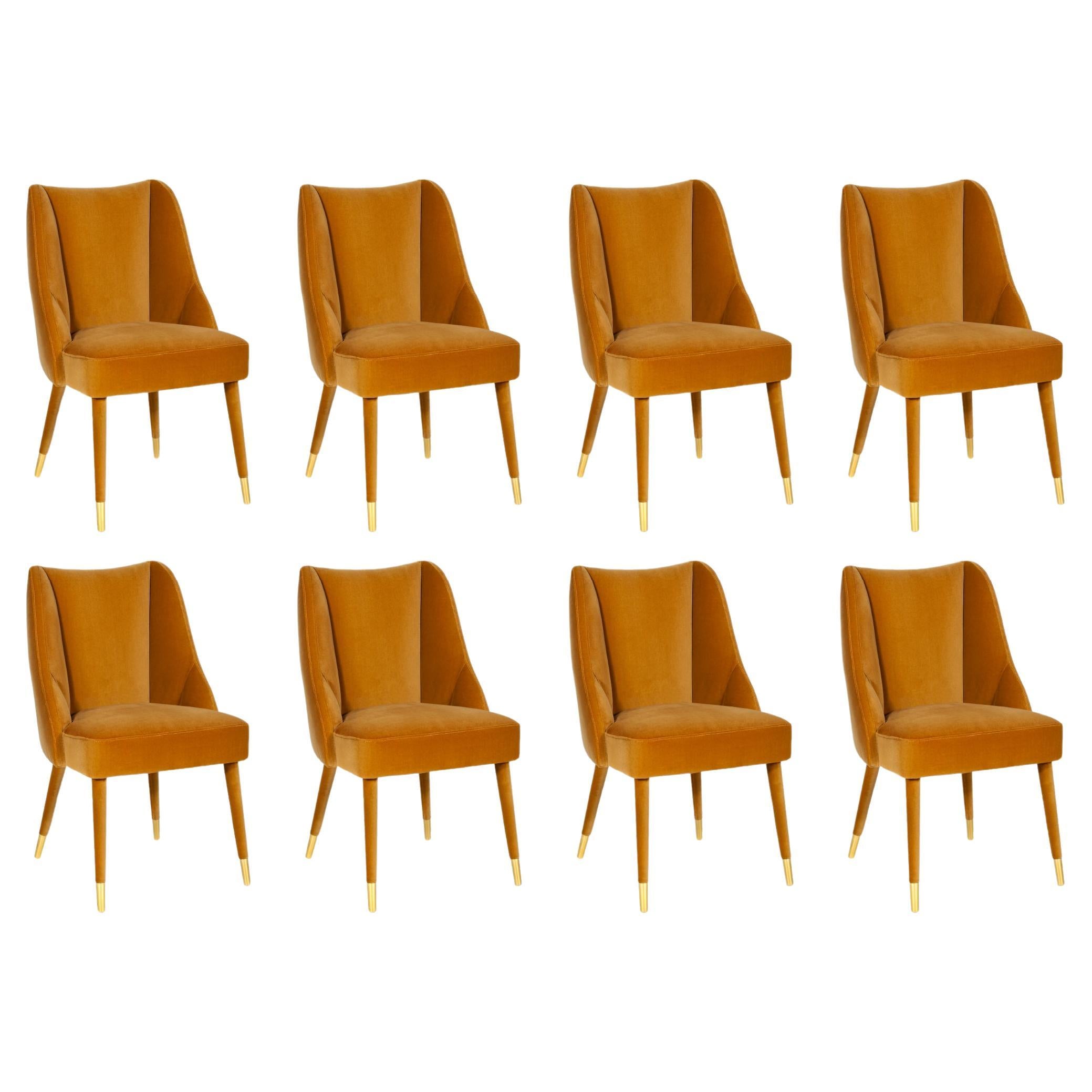 Set of 8 Organic nature-inspired velvet Figueroa dining chair by InsidherLand