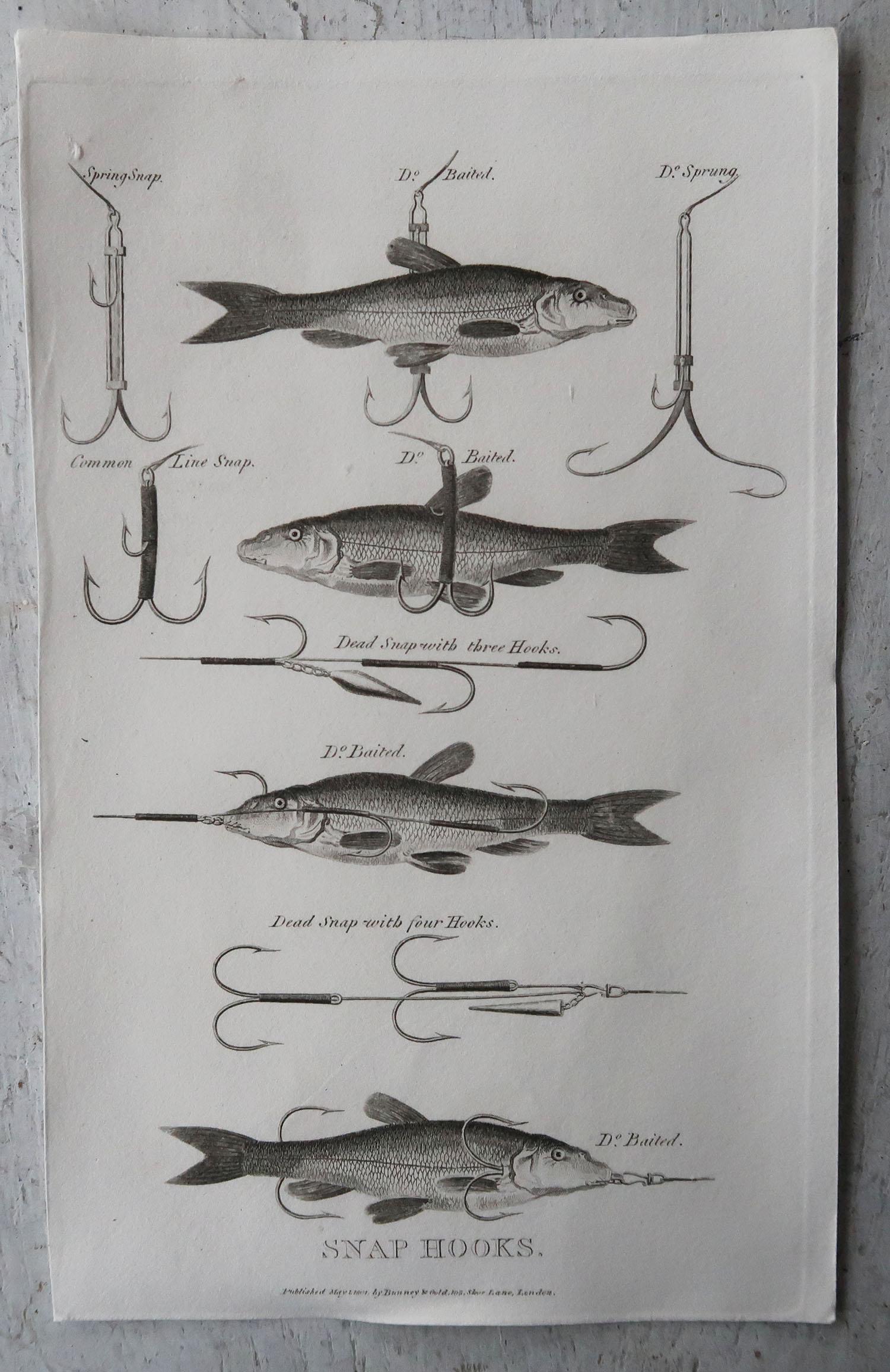 Set of 8 Original Antique Fishing Prints, Dated 1801 In Good Condition In St Annes, Lancashire