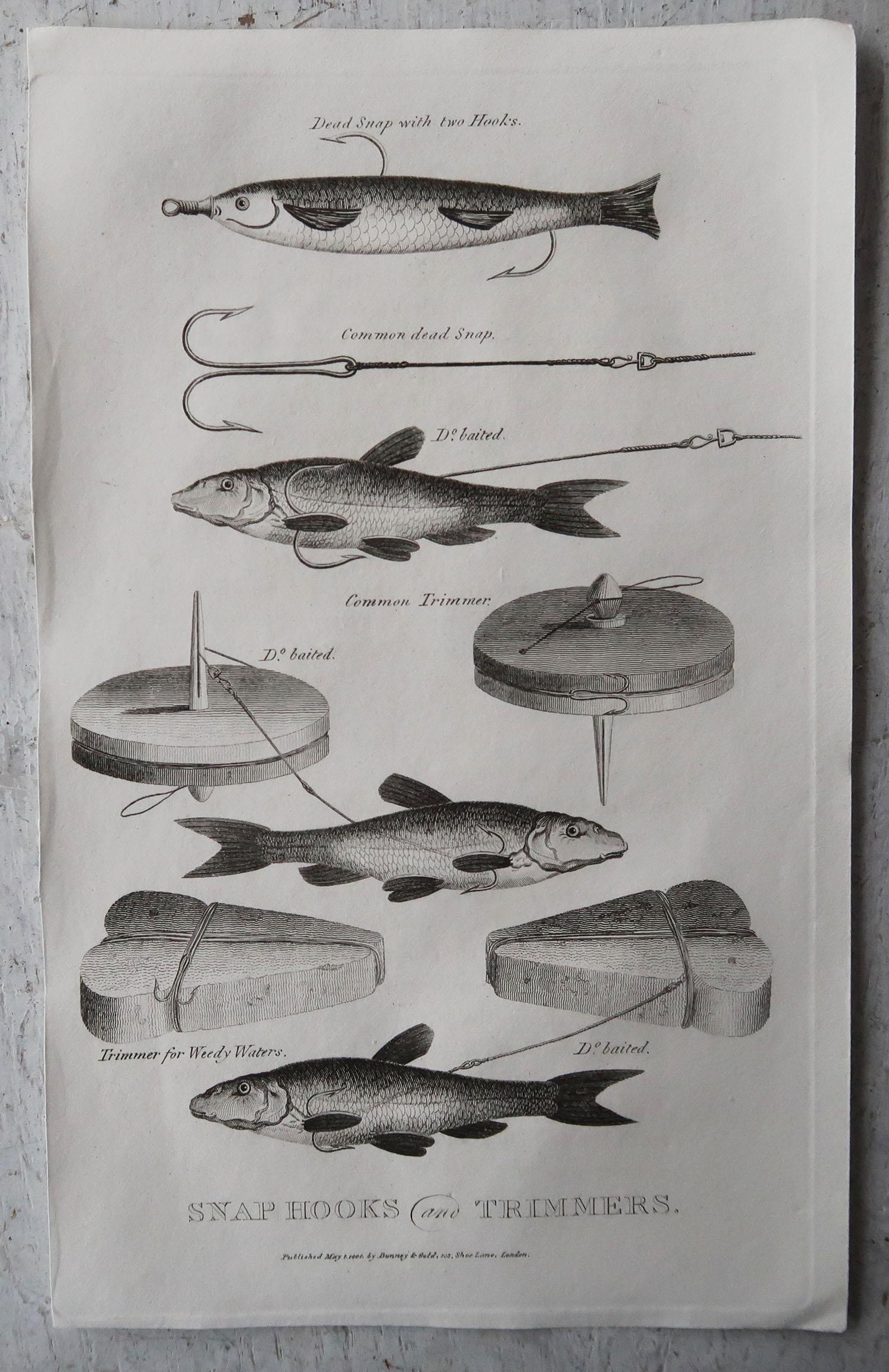 Early 19th Century Set of 8 Original Antique Fishing Prints, Dated 1801