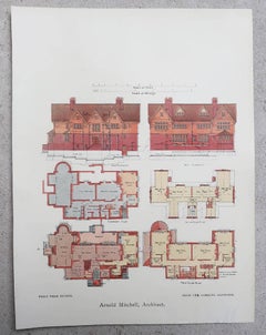 Set of 8 Original Antique Prints of Architectural Drawings. 1906