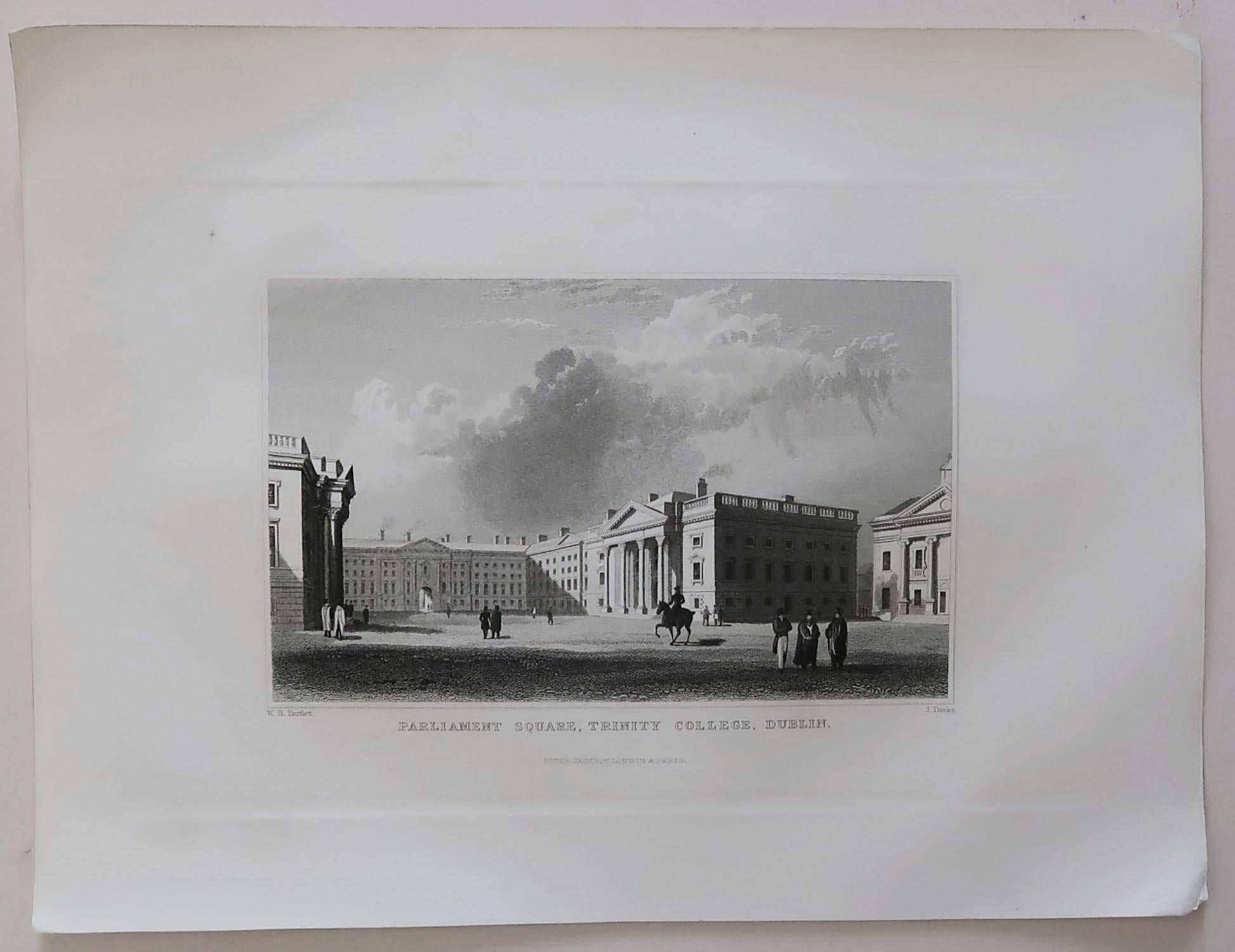 Glorious set of 8, mainly architectural prints of Dublin

Steel engravings.

After Bartlett and Petrie

Published circa 1830

Unframed.

The measurement given is the paper size of one print.





