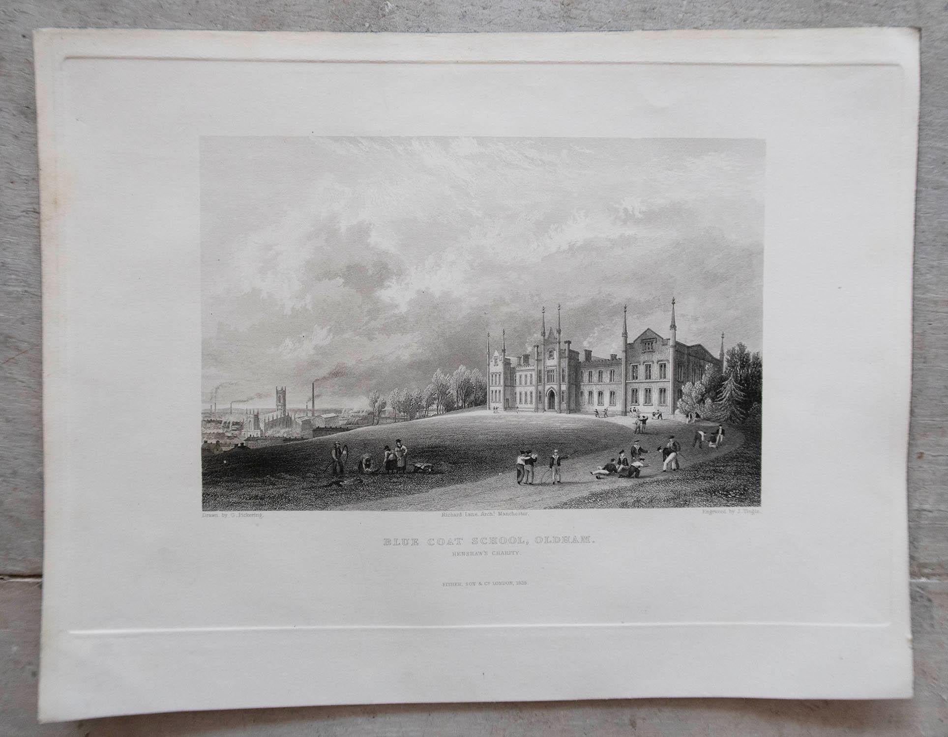 Conjunto de 15 Grabados Antiguos Originales de Casas de Campo y Jardines Ingleses, C.1830 5