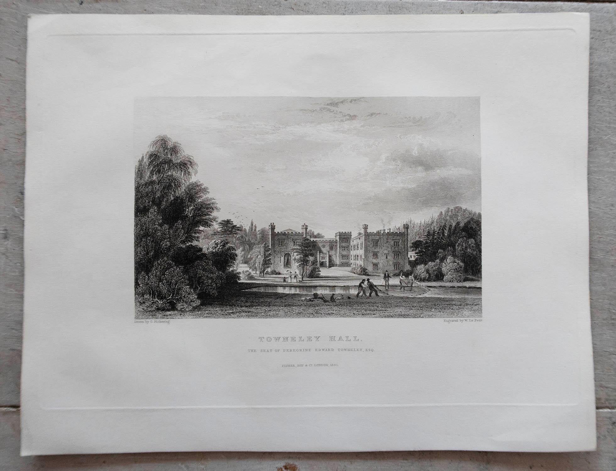 Conjunto de 15 Grabados Antiguos Originales de Casas de Campo y Jardines Ingleses, C.1830 en Bueno Estado en St Annes, Lancashire