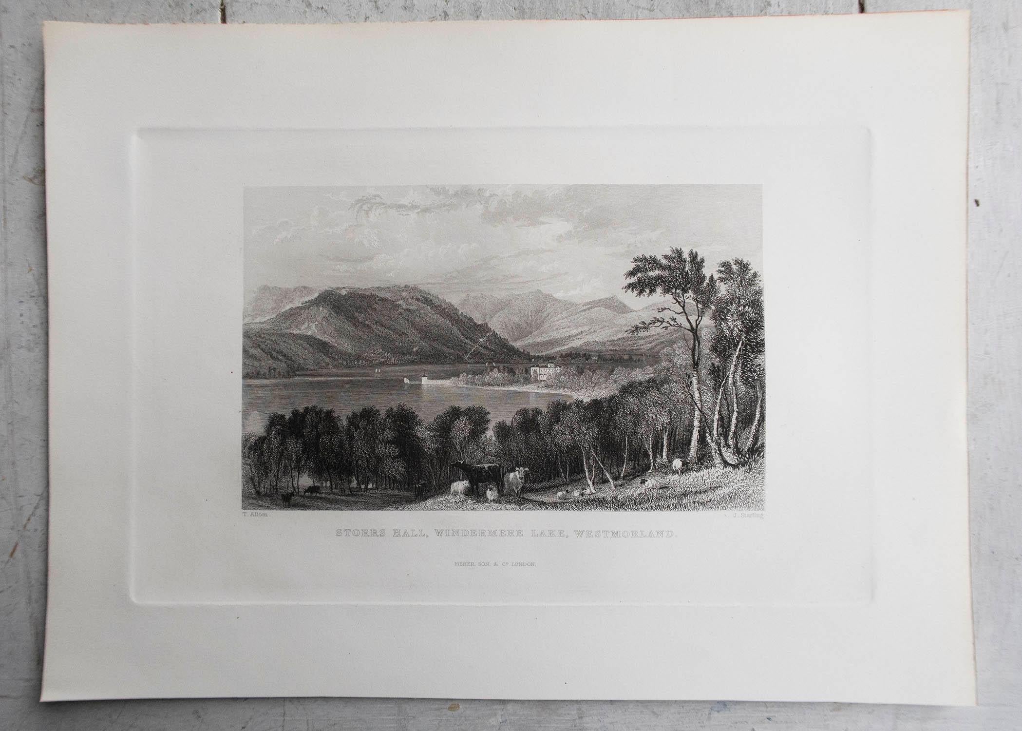 Conjunto de 12 Grabados Antiguos Originales del Distrito de los Lagos Inglés, circa 1830 4