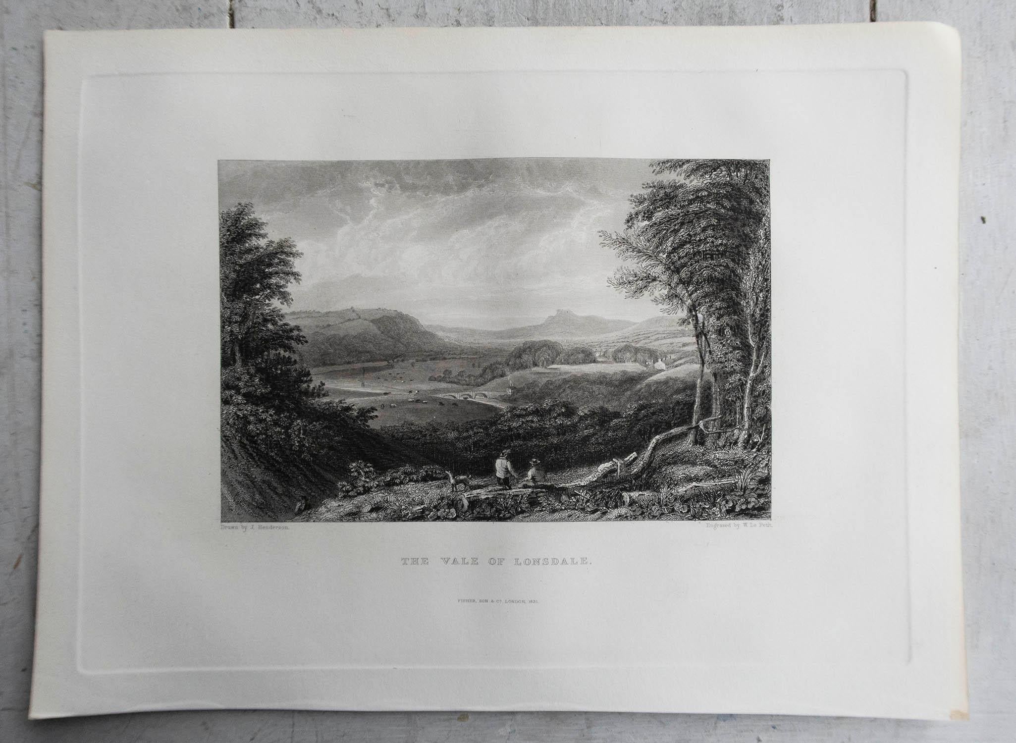 Conjunto de 12 Grabados Antiguos Originales del Distrito de los Lagos Inglés, circa 1830 7