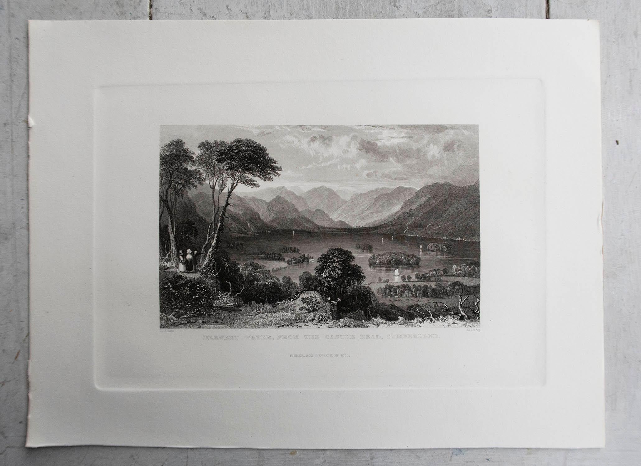 Glorioso conjunto de 12 grabados del Distrito de los Lagos inglés

Grabados en acero.

Publicado por Fisher y Jackson. Fechado en 1831-1836

Papel tejido de buena calidad

Sin enmarcar.

La medida indicada es el tamaño de papel de una